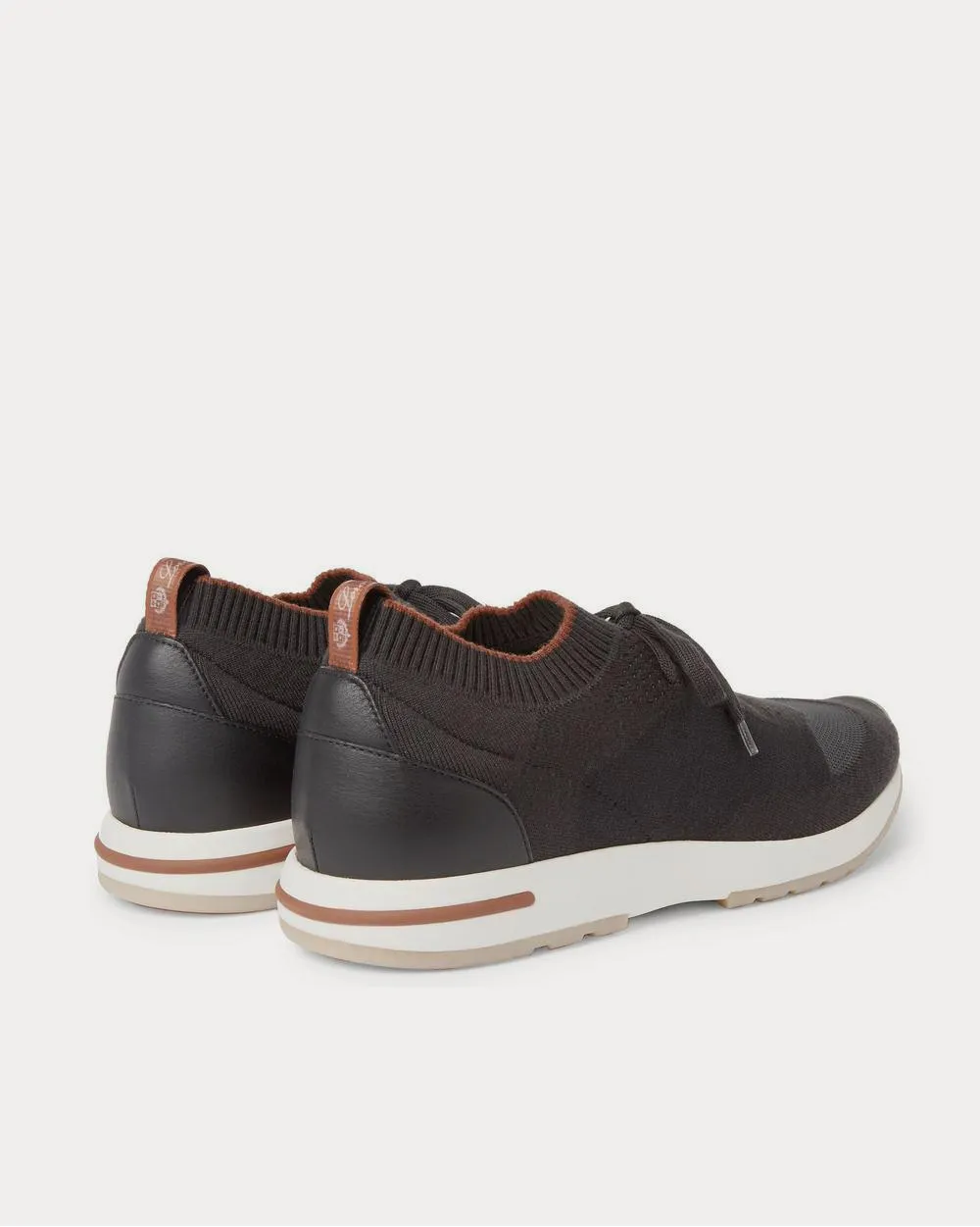 360 Flexy Walk Leather-Trimmed Knitted Wool  Black low top sneakers