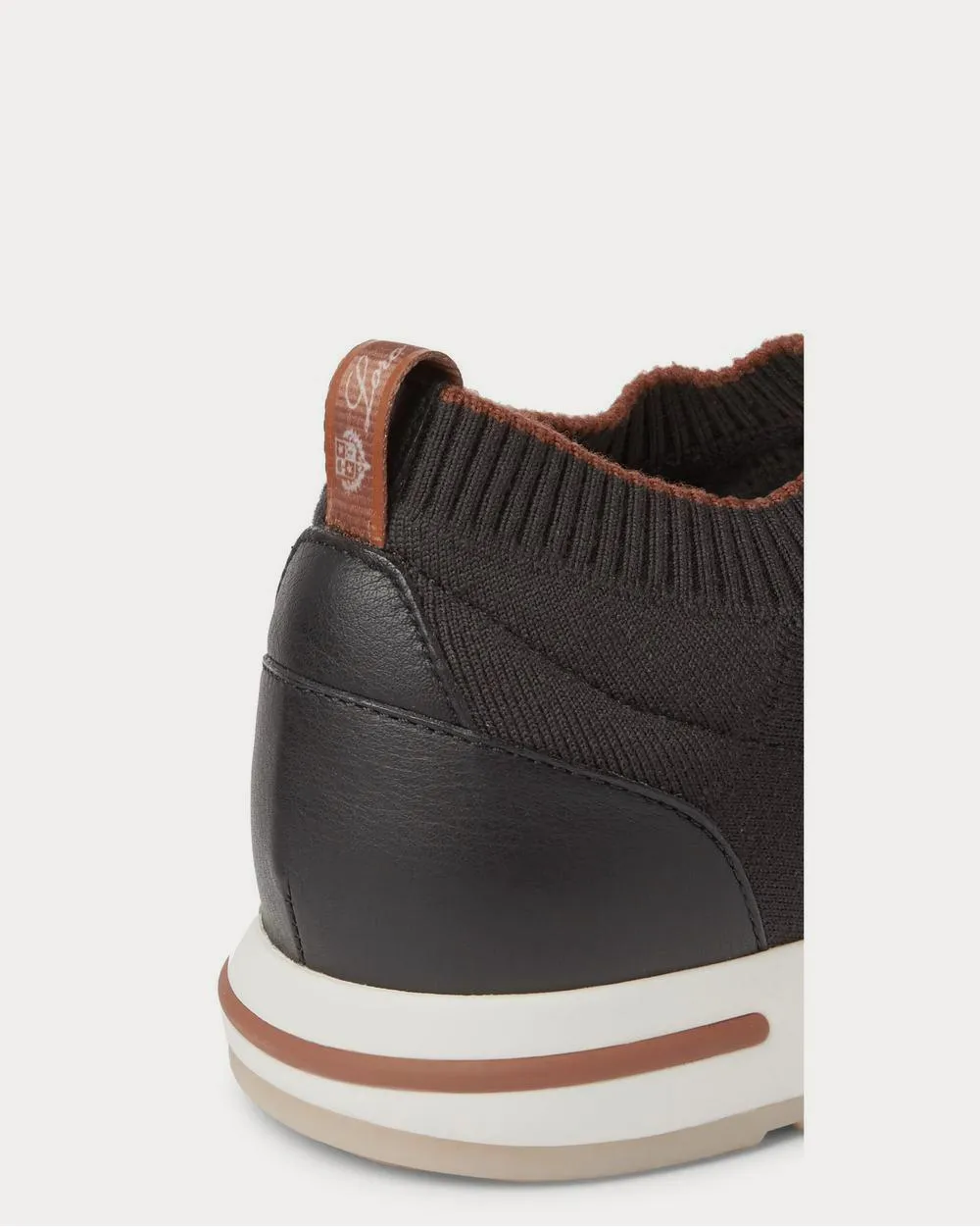 360 Flexy Walk Leather-Trimmed Knitted Wool  Black low top sneakers
