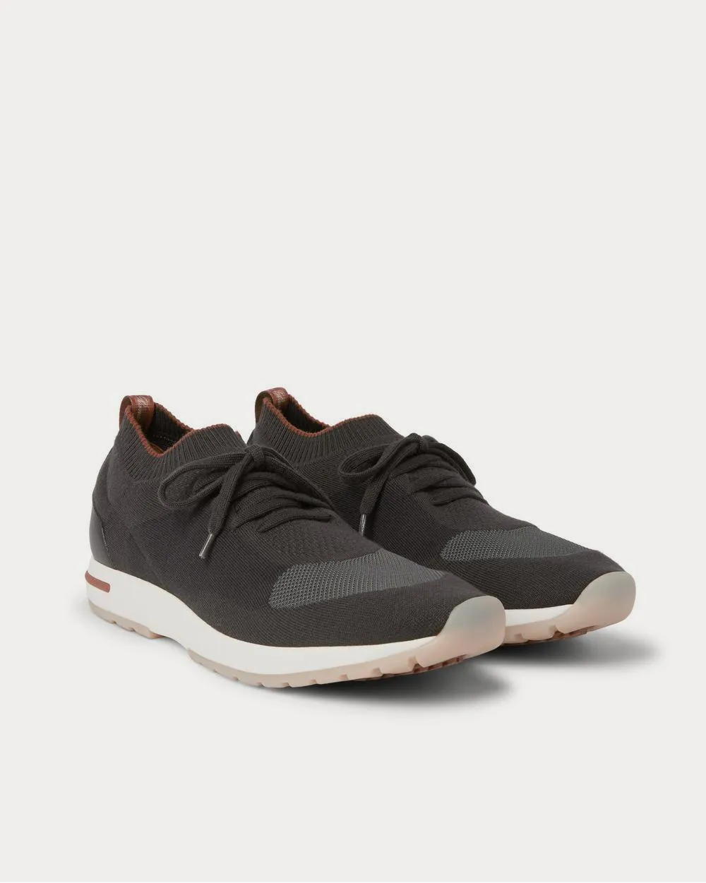 360 Flexy Walk Leather-Trimmed Knitted Wool  Black low top sneakers