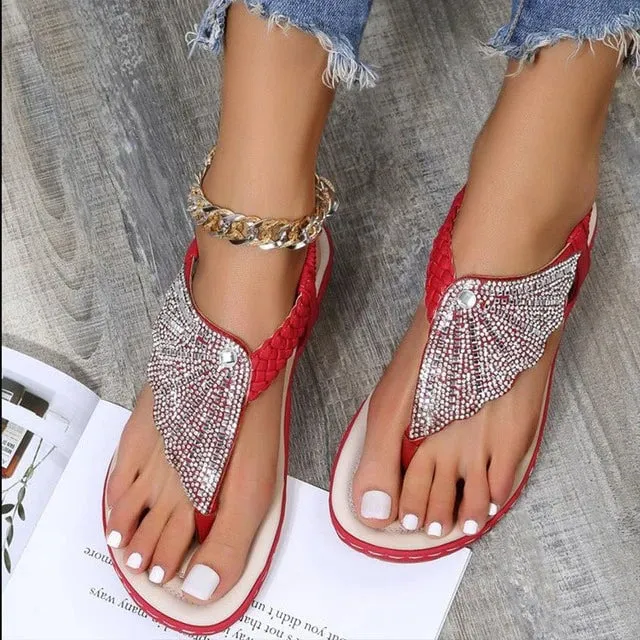 49% Discount On Sales 🔥 2024 Women's Casual Orthopedic Sandals, Roman Crystal Flip Flops