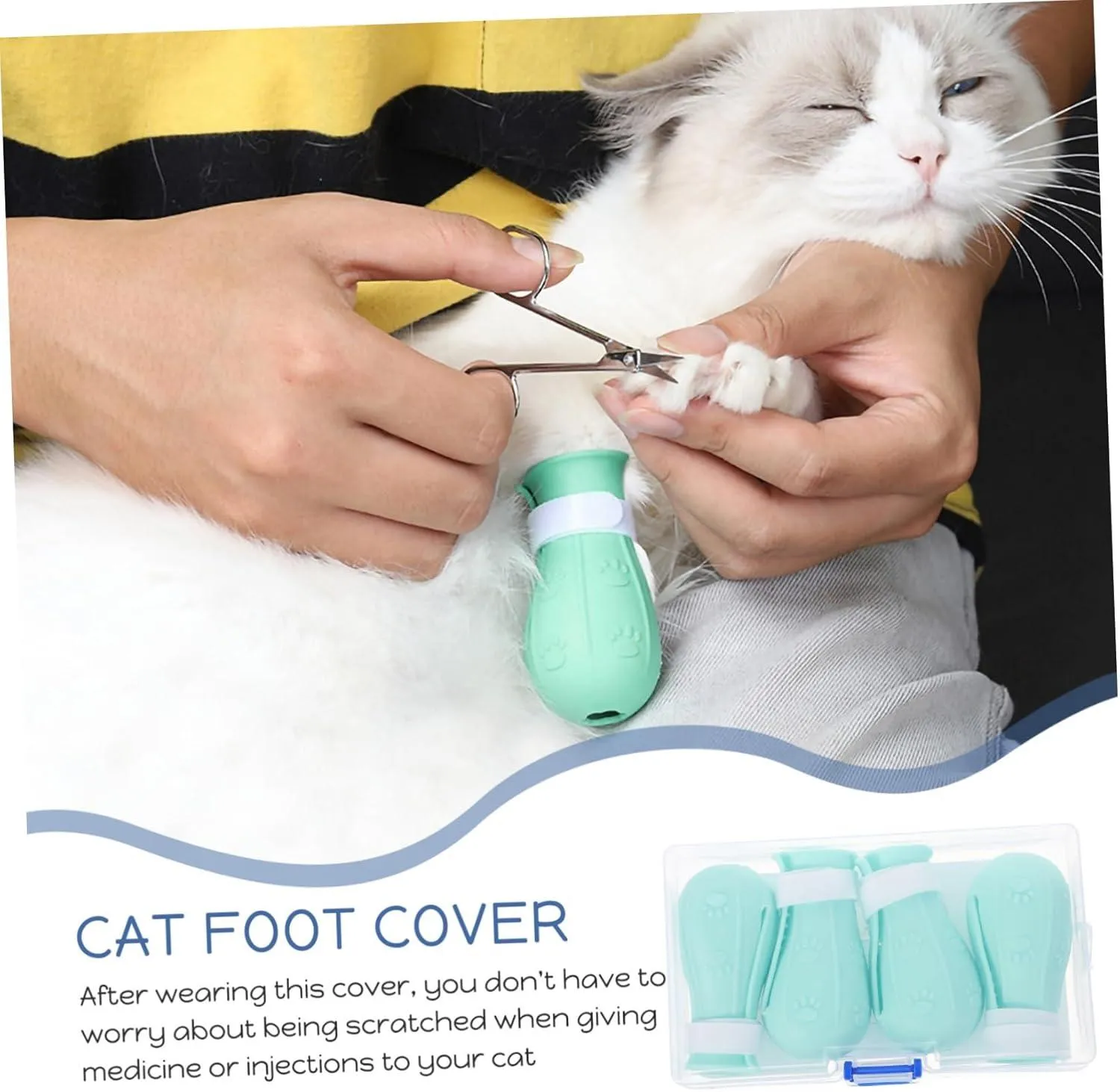 ABOOFAN 4 Pack Cat Booties Anti Scratch Cat Shoes for Kitten Adult Easy to Wear Covers Comfortable Material Bathing Cat Socks Adjustable Size