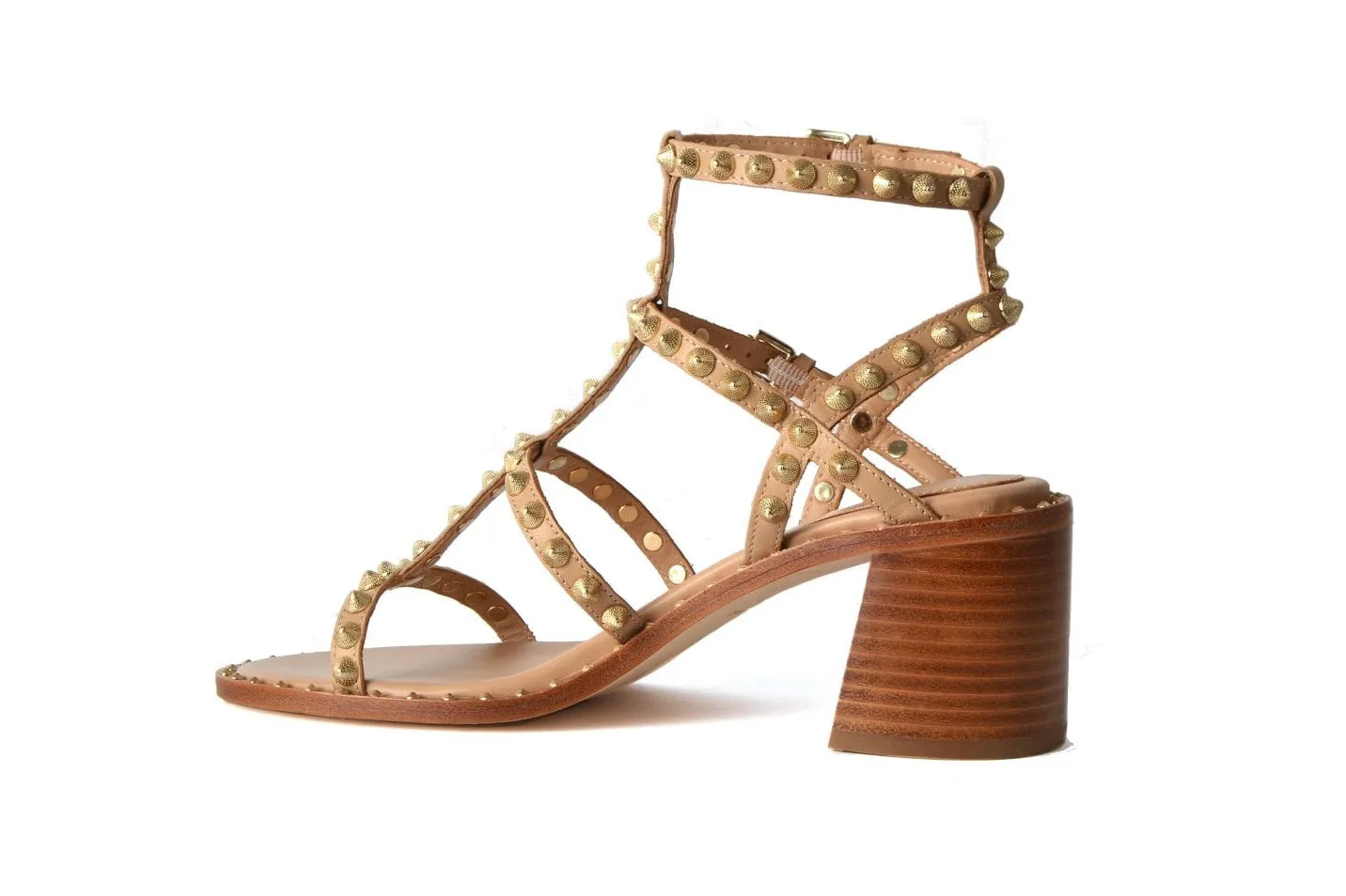 ASH SANDALS BLOCK HEEL GOLD GLADIATOR JEN137339003