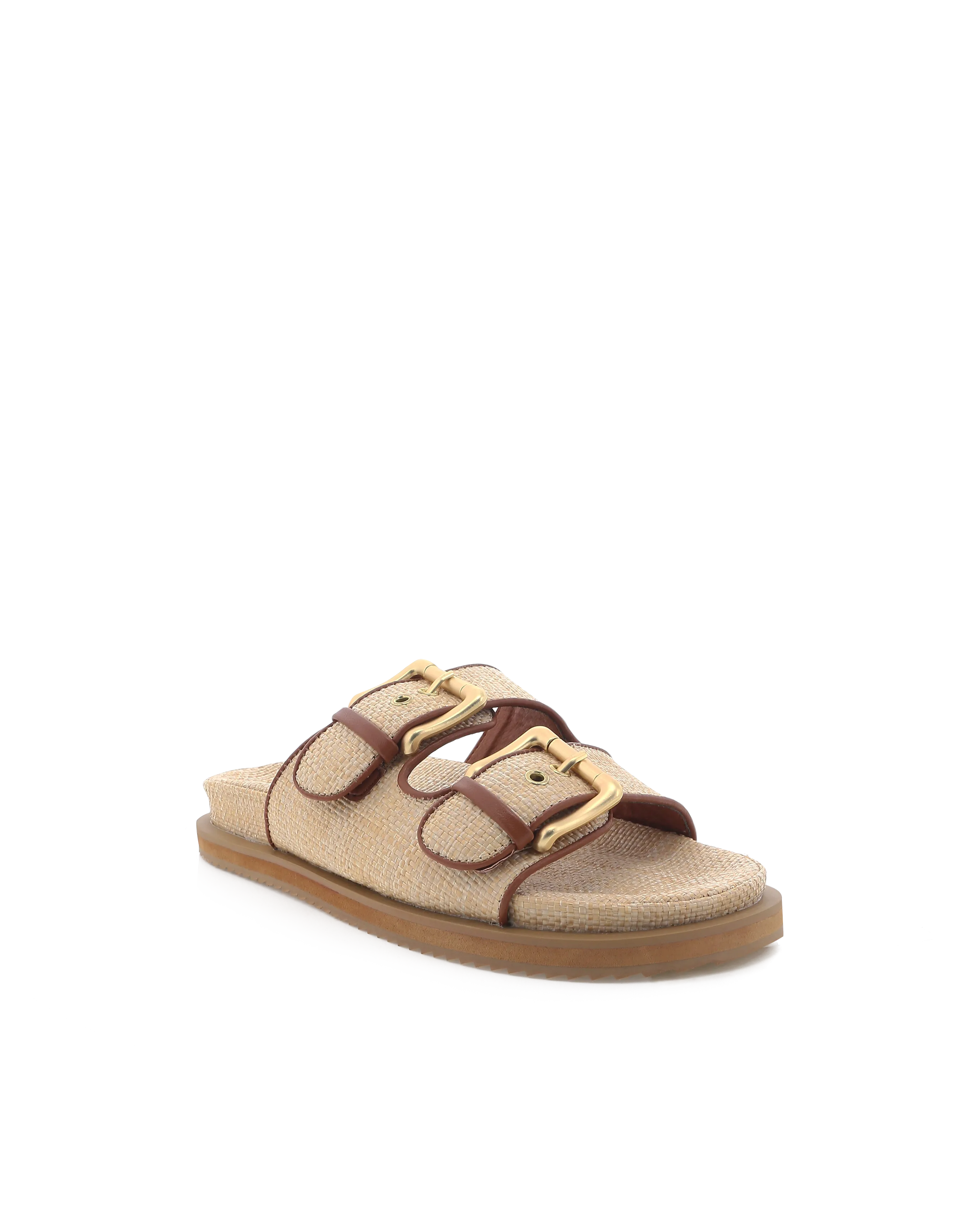 Billini Tenzin Buckle Slides - Natural Raffia