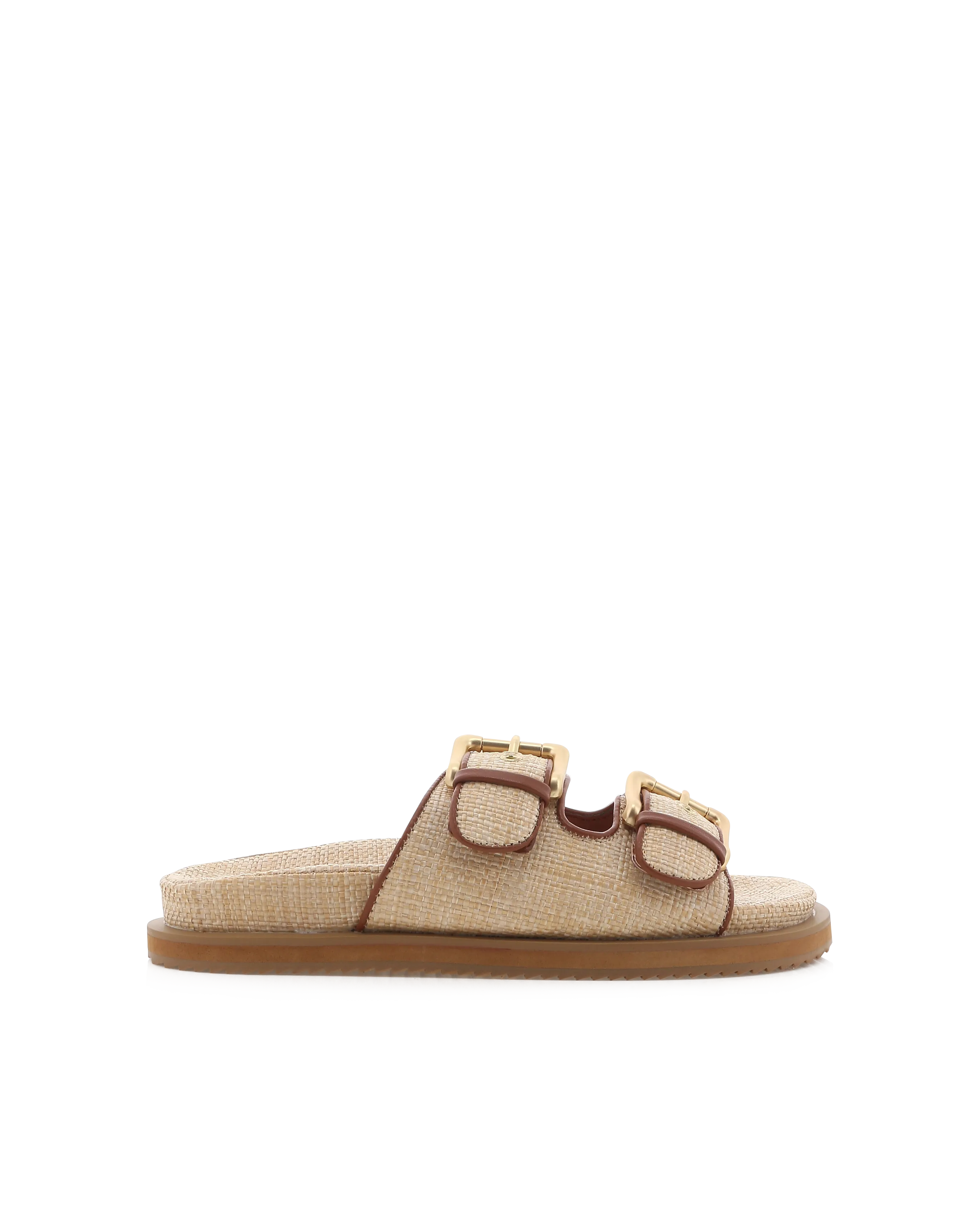 Billini Tenzin Buckle Slides - Natural Raffia