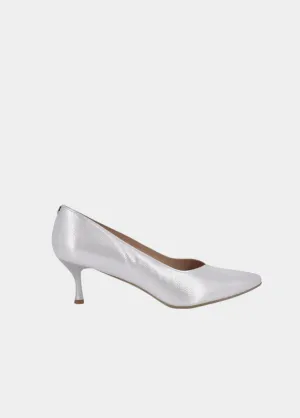 Bioeco Silver Shimmer Leather Stiletto Heels