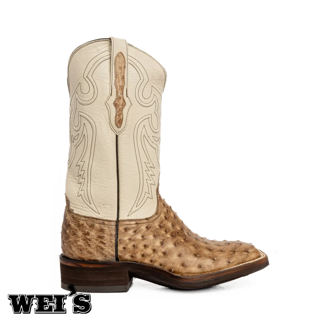 Black Jack Men's 12" Full Quill Ostrich Exotic Boots Burn Tan