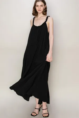 Black Love Frill A-Line Maxi Dress