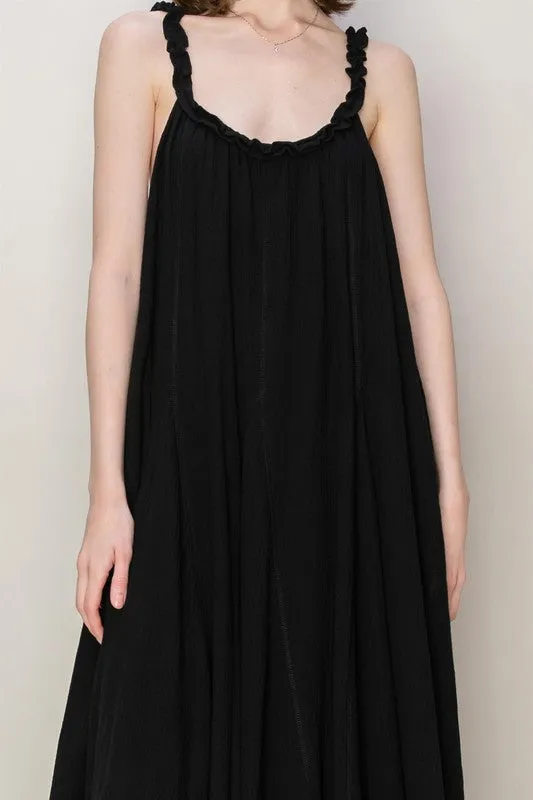 Black Love Frill A-Line Maxi Dress