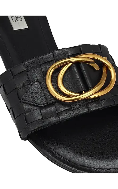 Black Sliders With Gold Embellishment