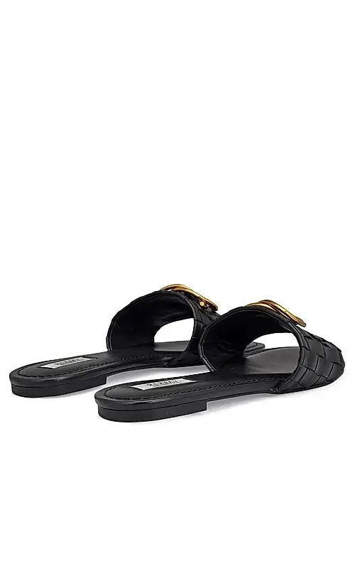 Black Sliders With Gold Embellishment