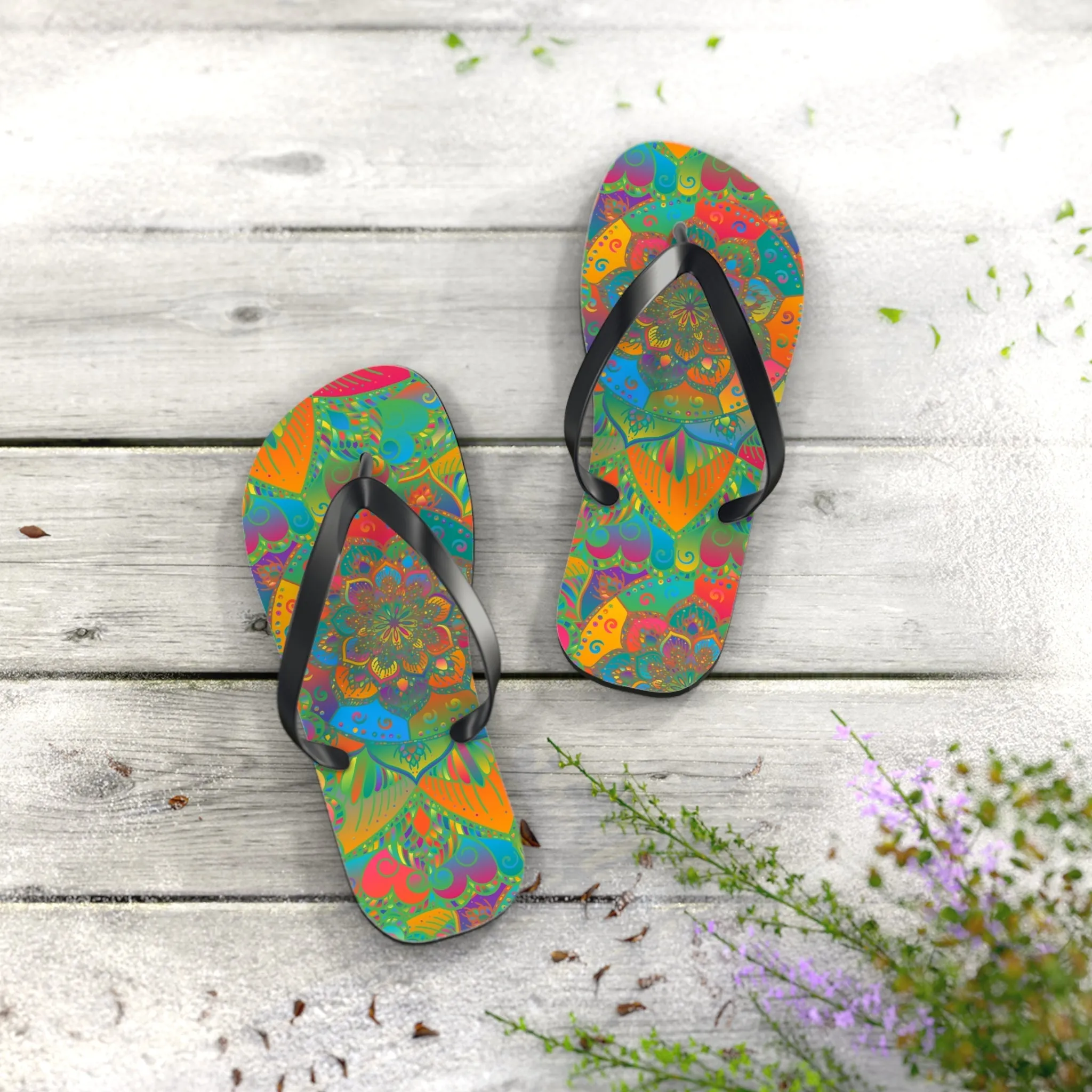 Bohemian Mandala Beach Flip Flops