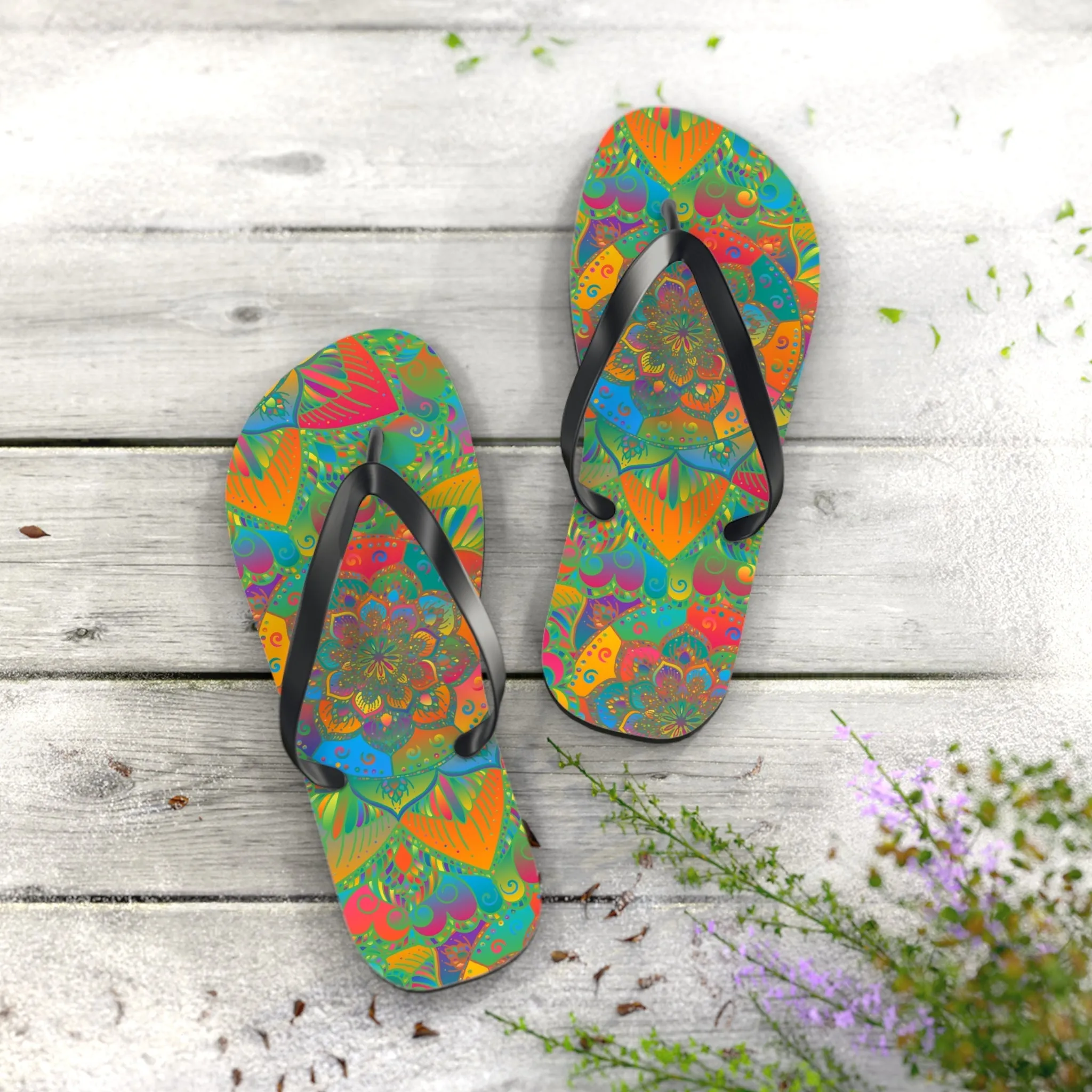 Bohemian Mandala Beach Flip Flops
