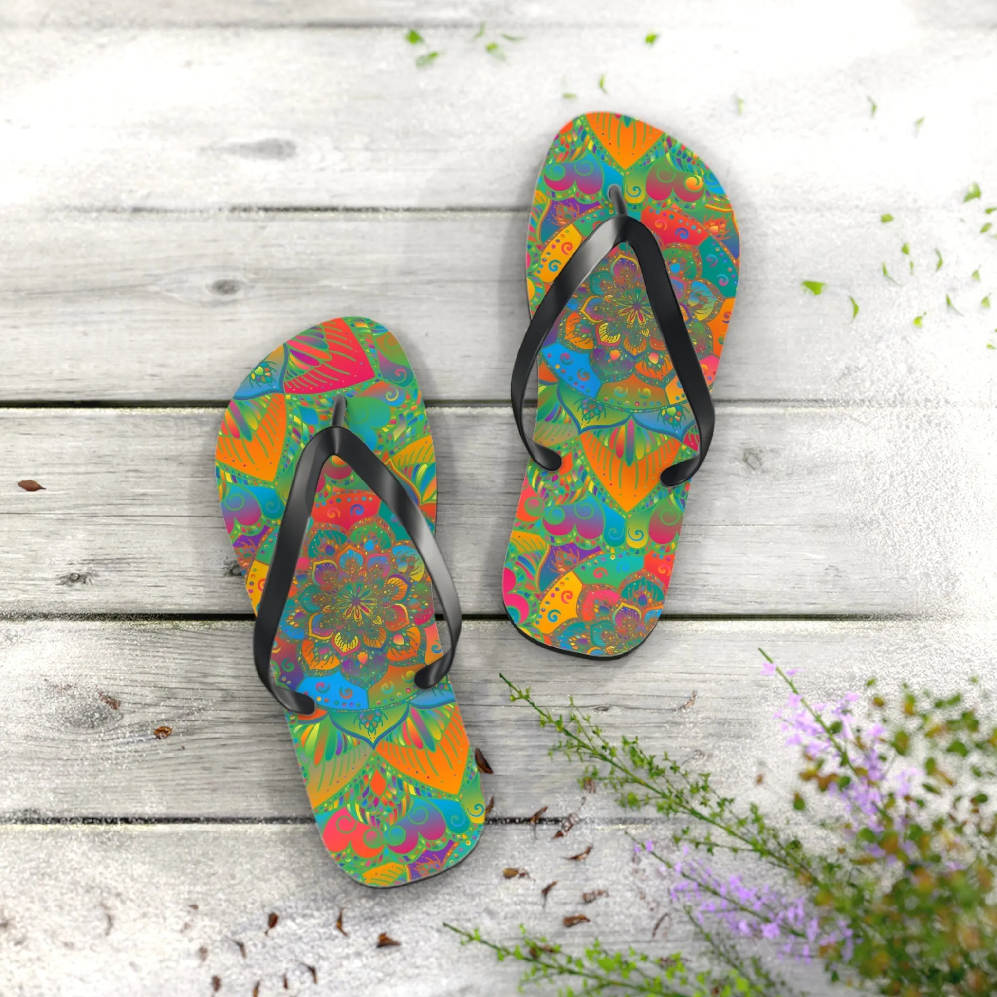 Bohemian Mandala Beach Flip Flops