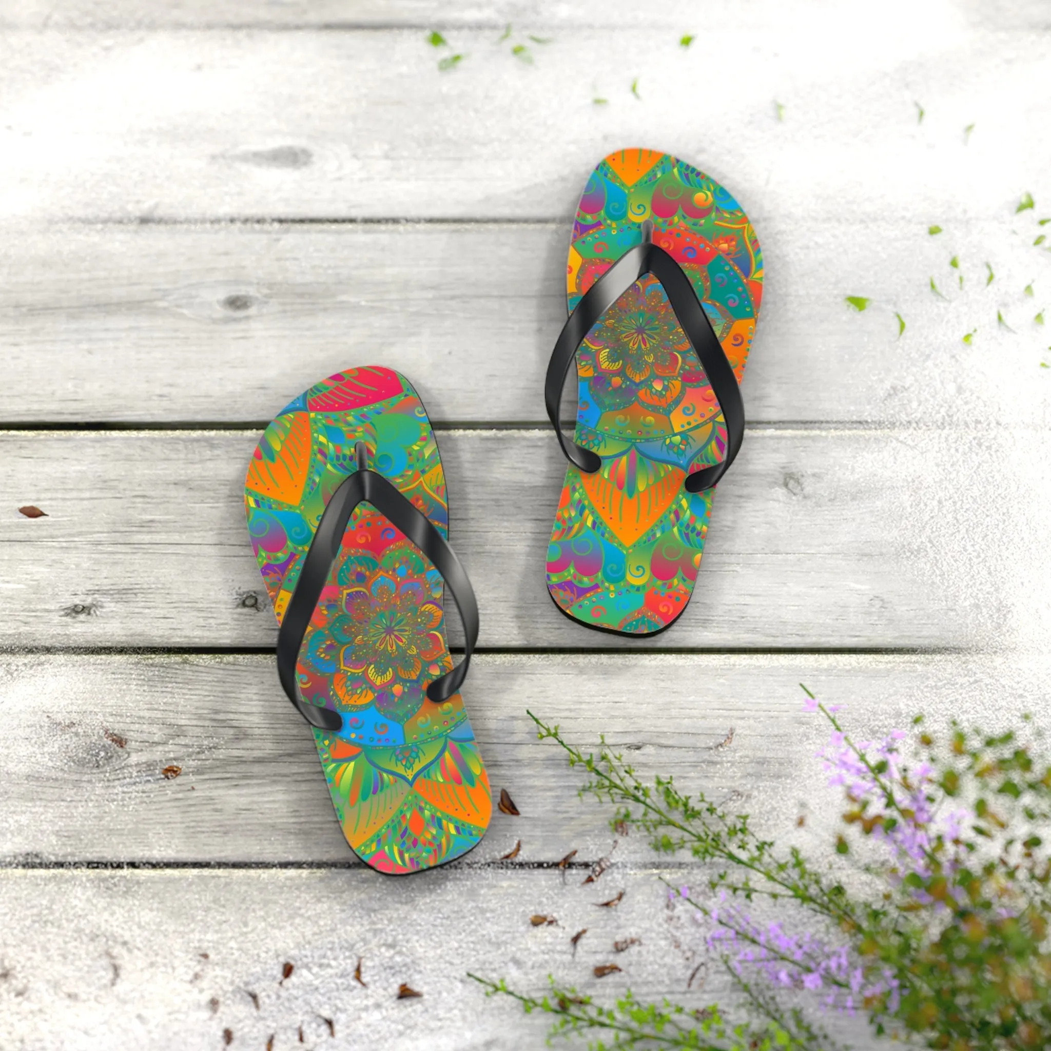 Bohemian Mandala Beach Flip Flops