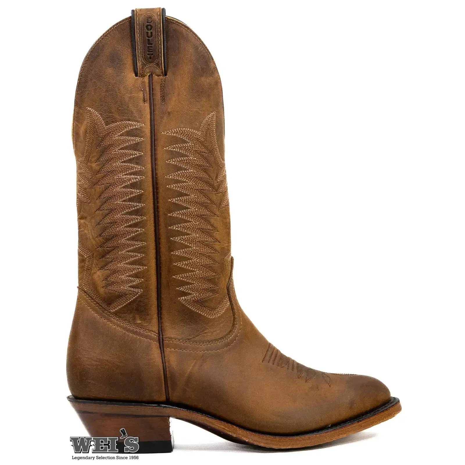 Boulet Men's Cowboy Boots Leather Lining with Contrast Toe Embroidery (Big Sizes)