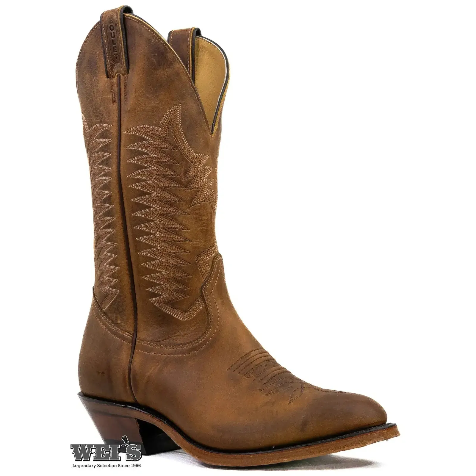 Boulet Men's Cowboy Boots Leather Lining with Contrast Toe Embroidery (Big Sizes)