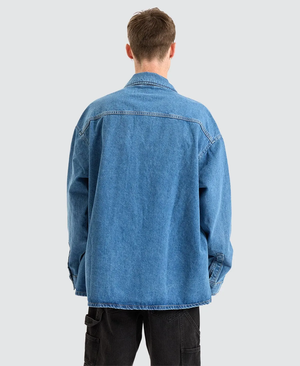 Boxy Loose Shirt Denim Medium Blue