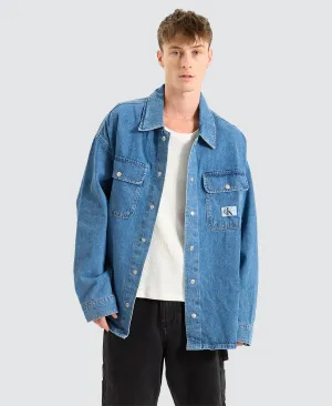 Boxy Loose Shirt Denim Medium Blue