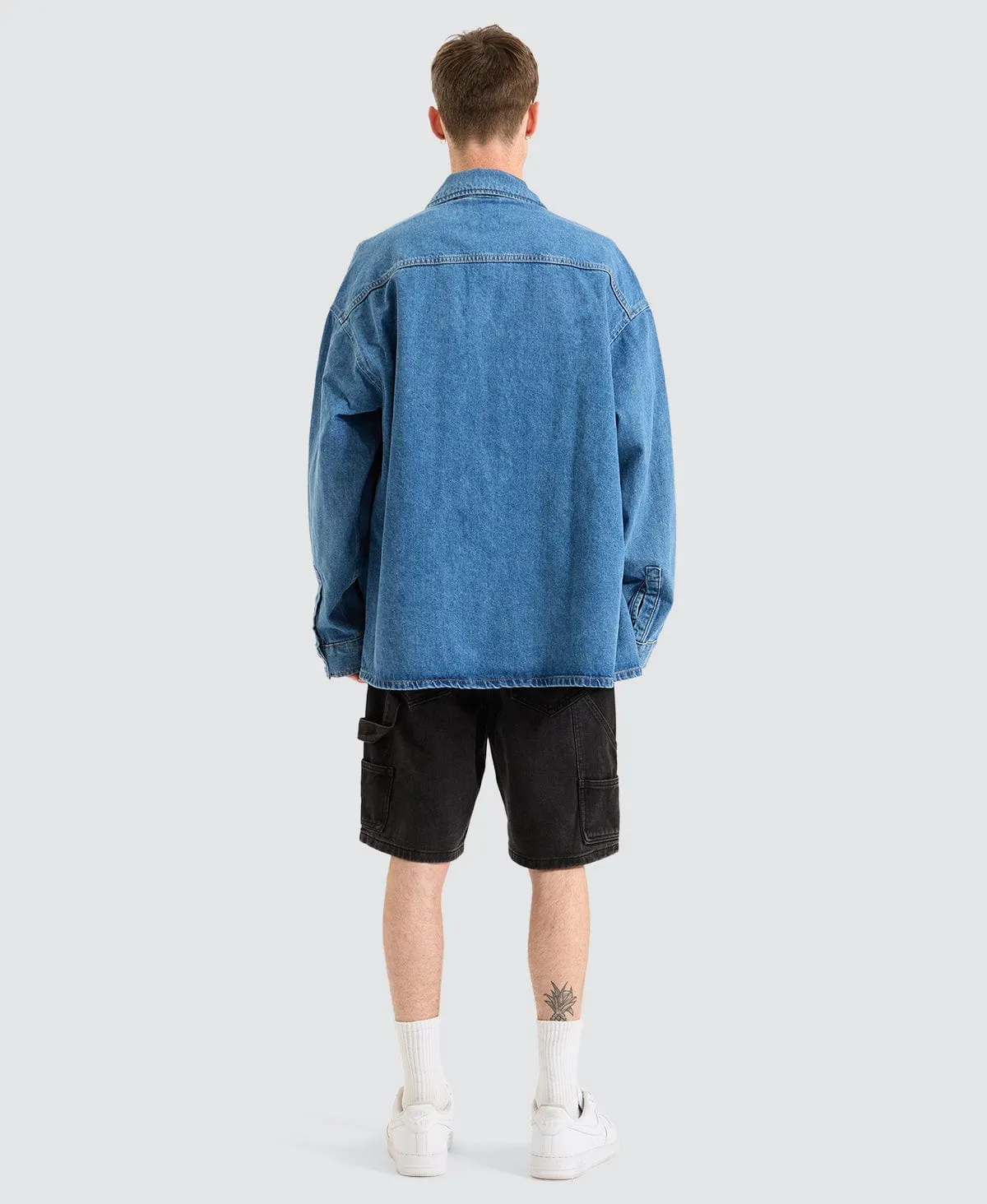 Boxy Loose Shirt Denim Medium Blue