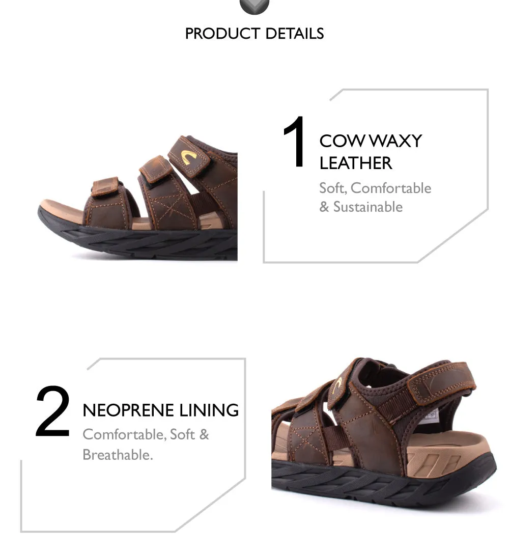 camel active Leather Easy Strap Sandals Men Coffee JAXON 892407-WA2SV-33 COFFEE