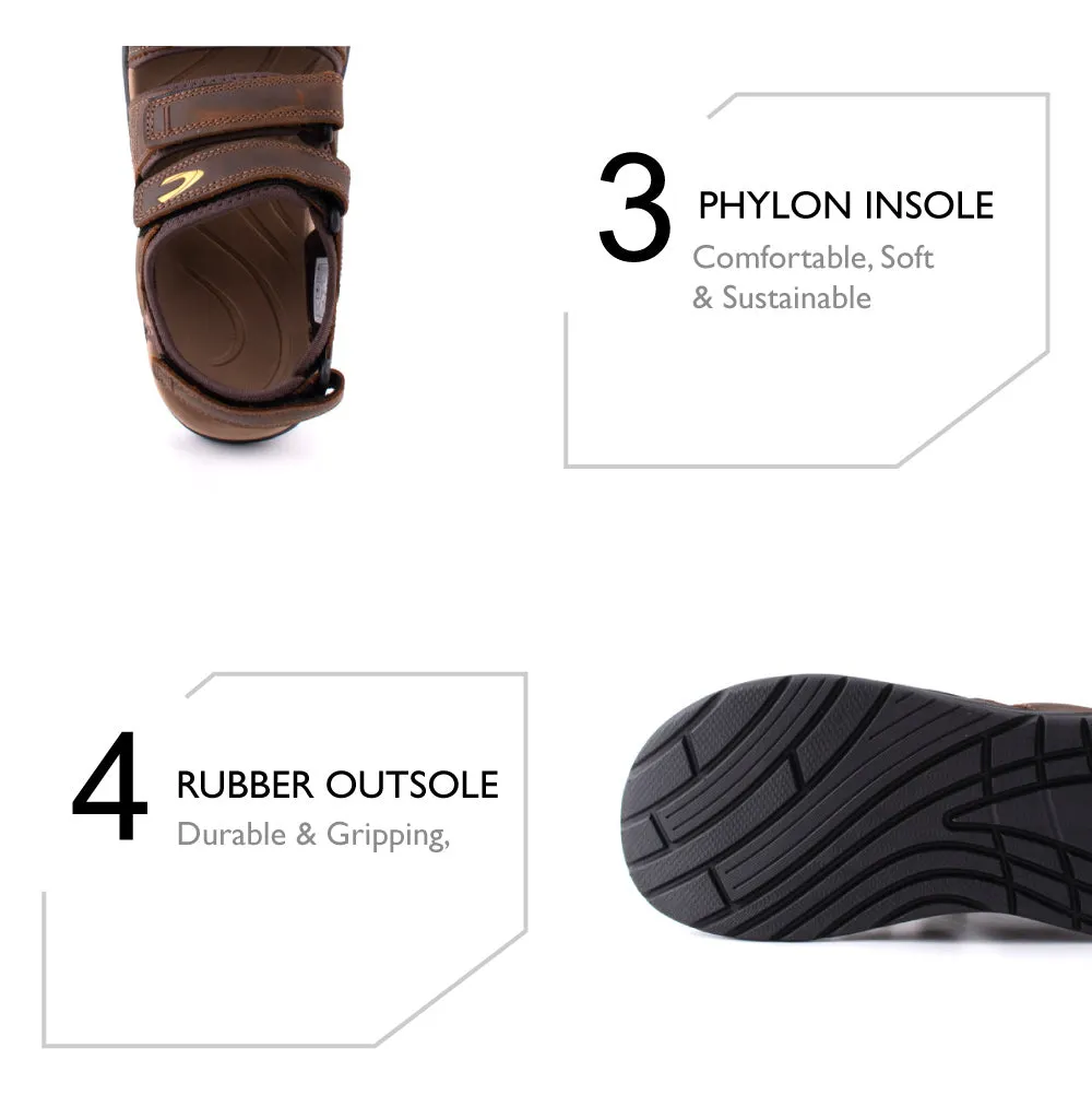 camel active Leather Easy Strap Sandals Men Coffee JAXON 892407-WA2SV-33 COFFEE