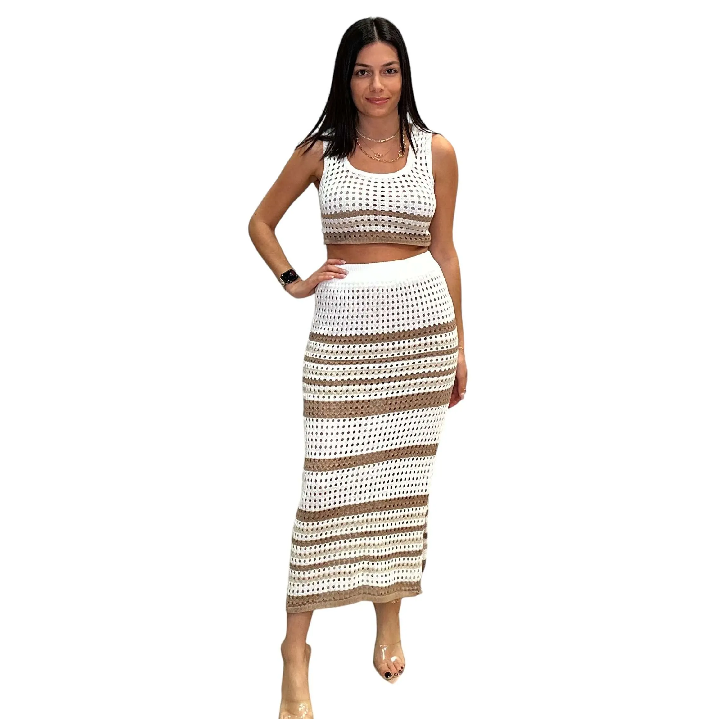 Chic Crochet Tank and Skirt Set