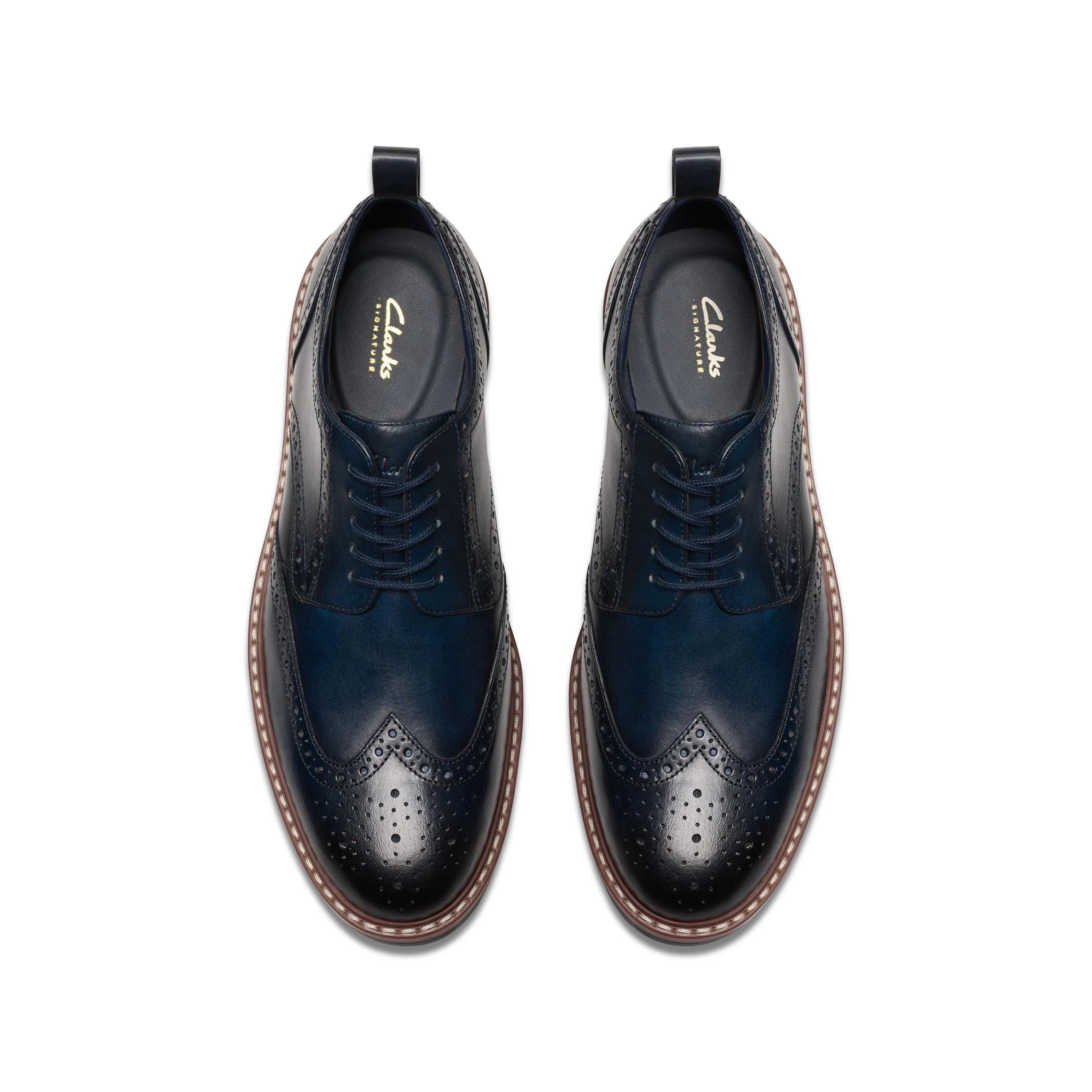 CLARKS navy leather SHOES