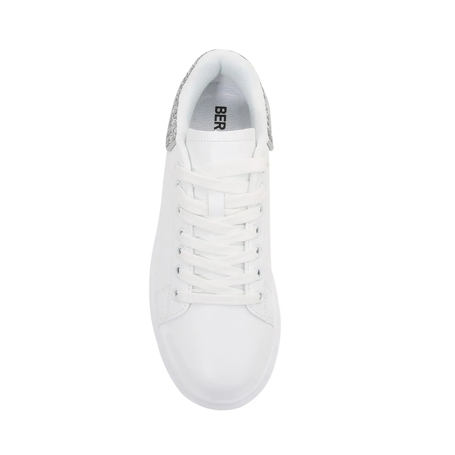 Classic White Sneakers with Glitter Sparkling Twist