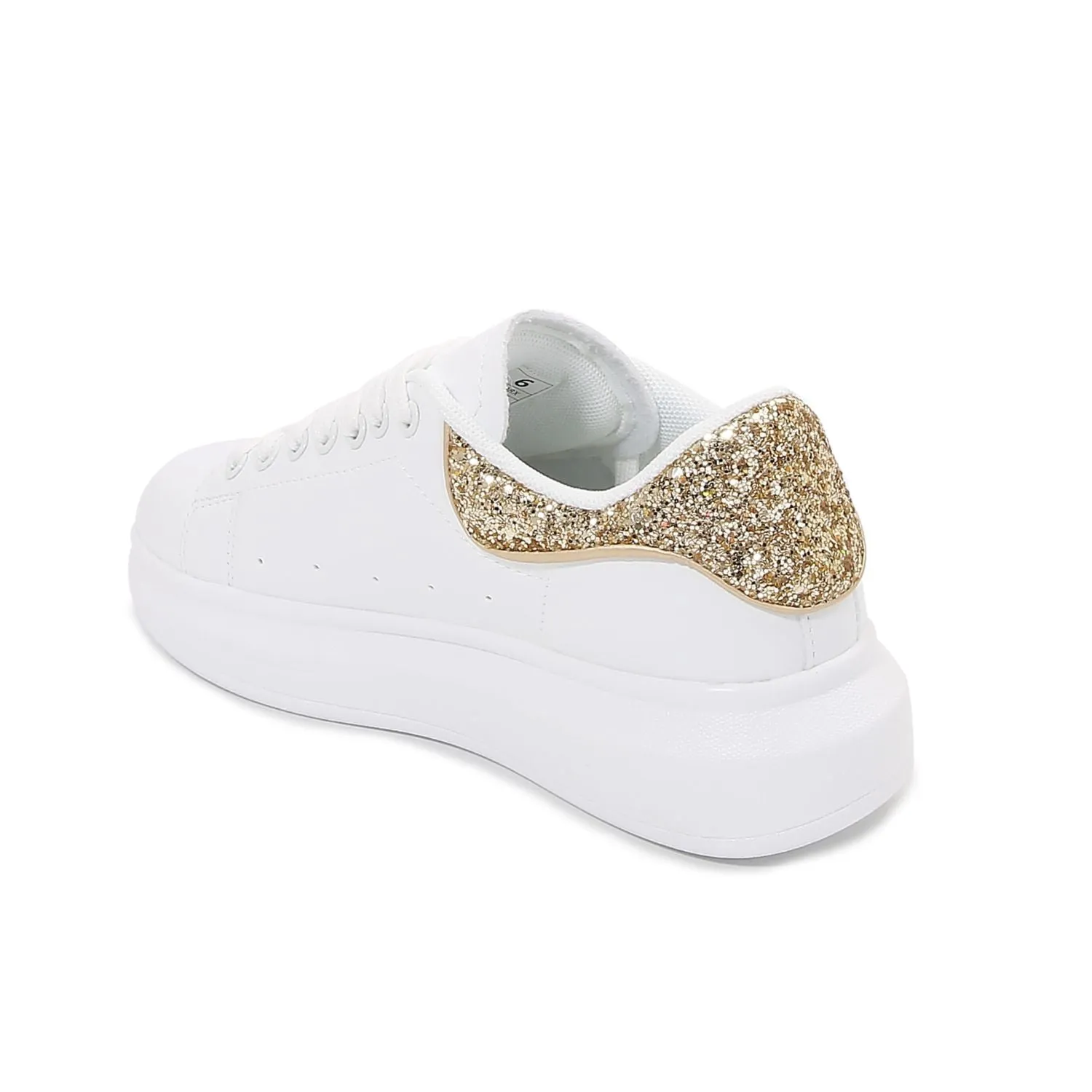 Classic White Sneakers with Glitter Sparkling Twist