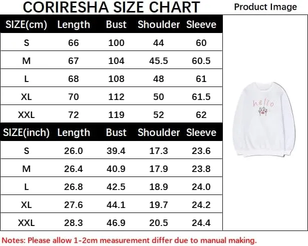 CORIRESHA Cat Paw Graphic Crewneck Long Sleeve Kawaii Cute Letter Sweatshirt