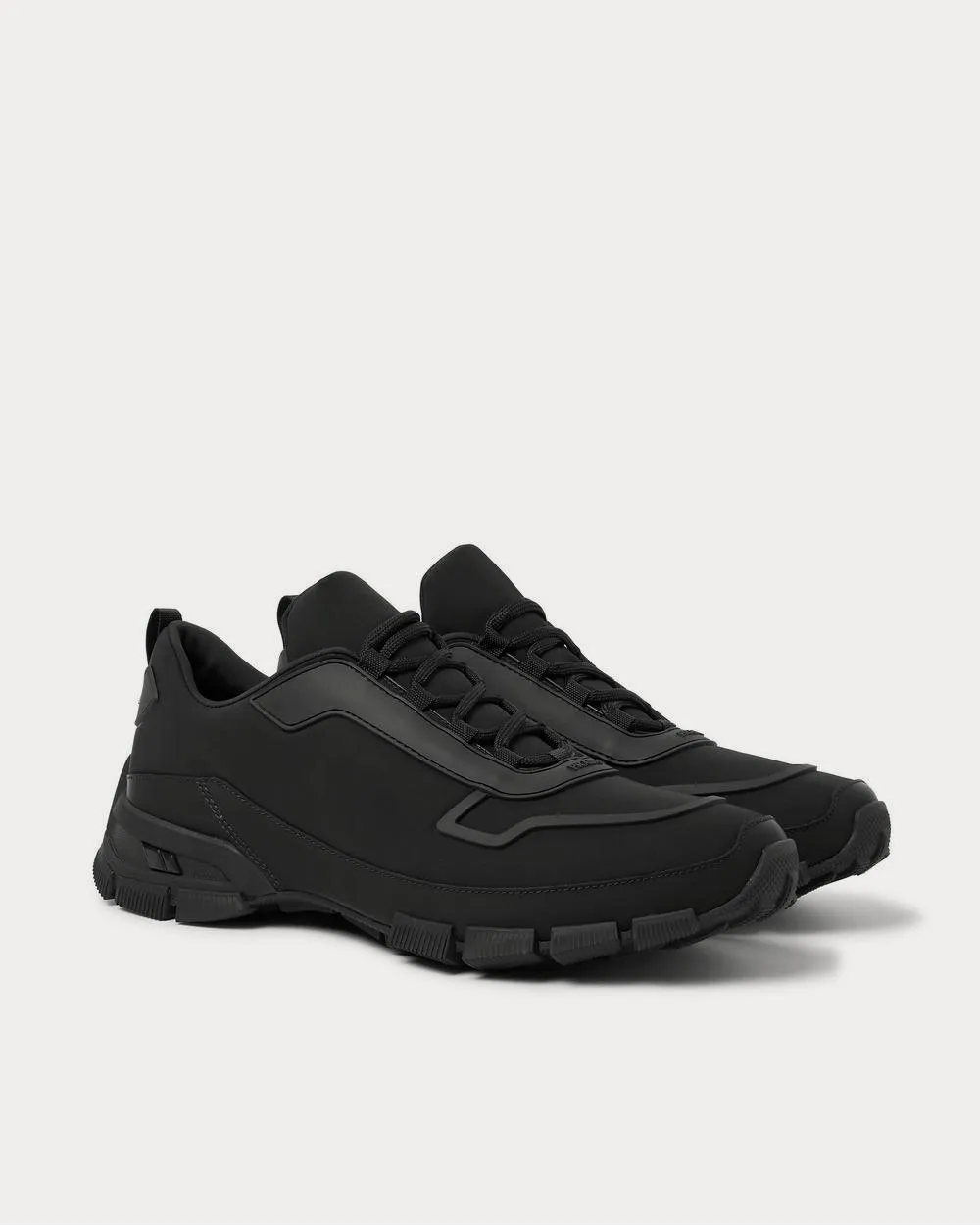 Cross Action Rubber-Trimmed Nylon  Black low top sneakers