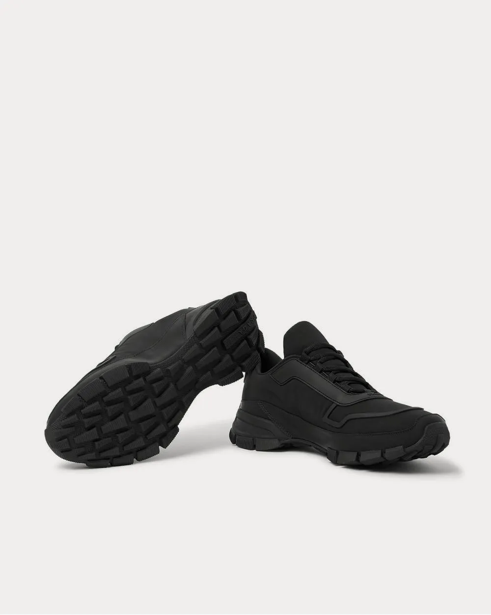 Cross Action Rubber-Trimmed Nylon  Black low top sneakers
