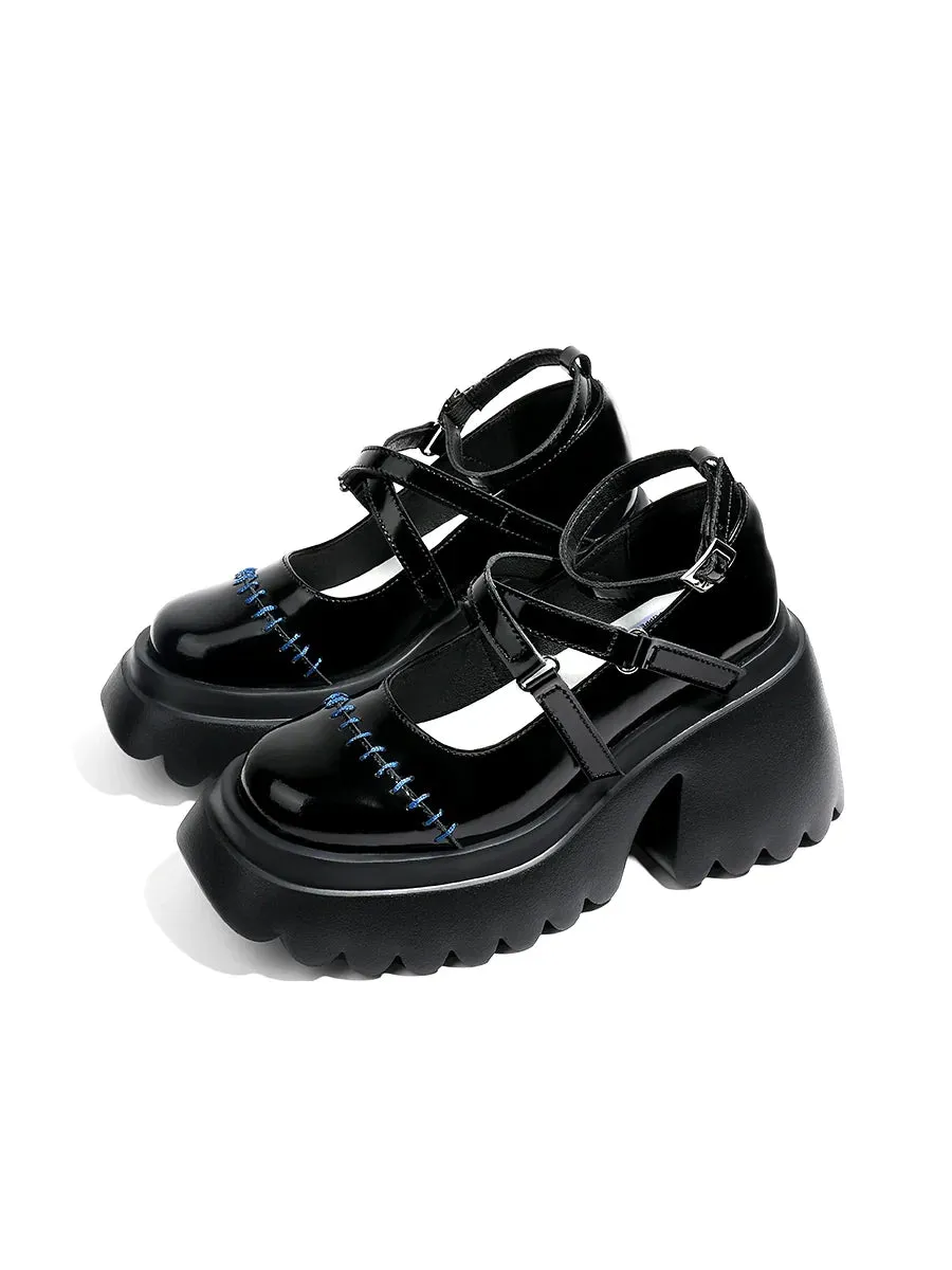 Cross Shoes Stitched Leather
