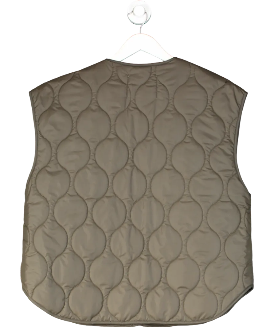 De Rococo Dark Olive Green Quilted Vest UK S