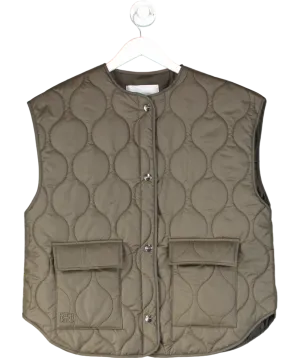 De Rococo Dark Olive Green Quilted Vest UK S
