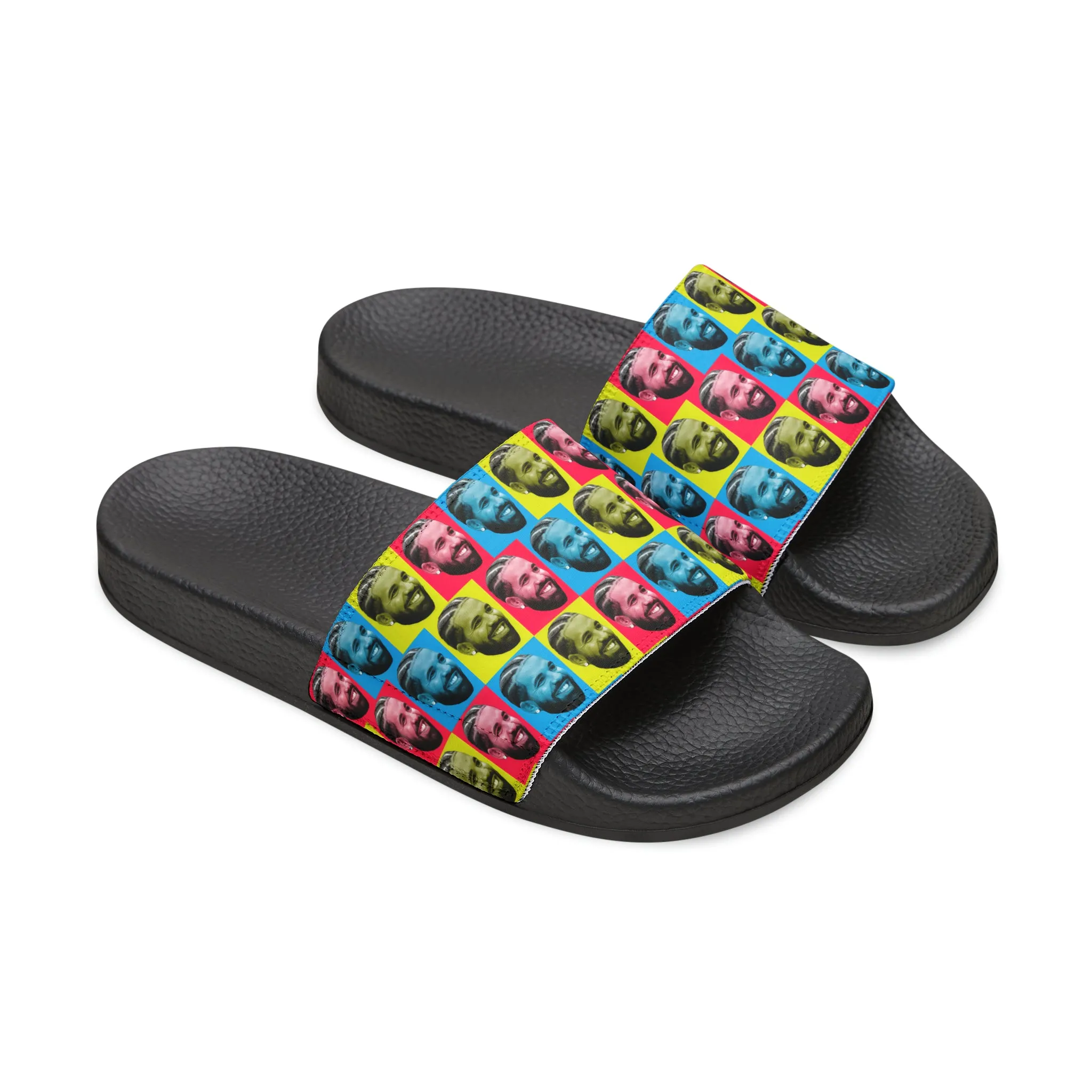 Drake Colored Checker Faces Women's Slide Sandals