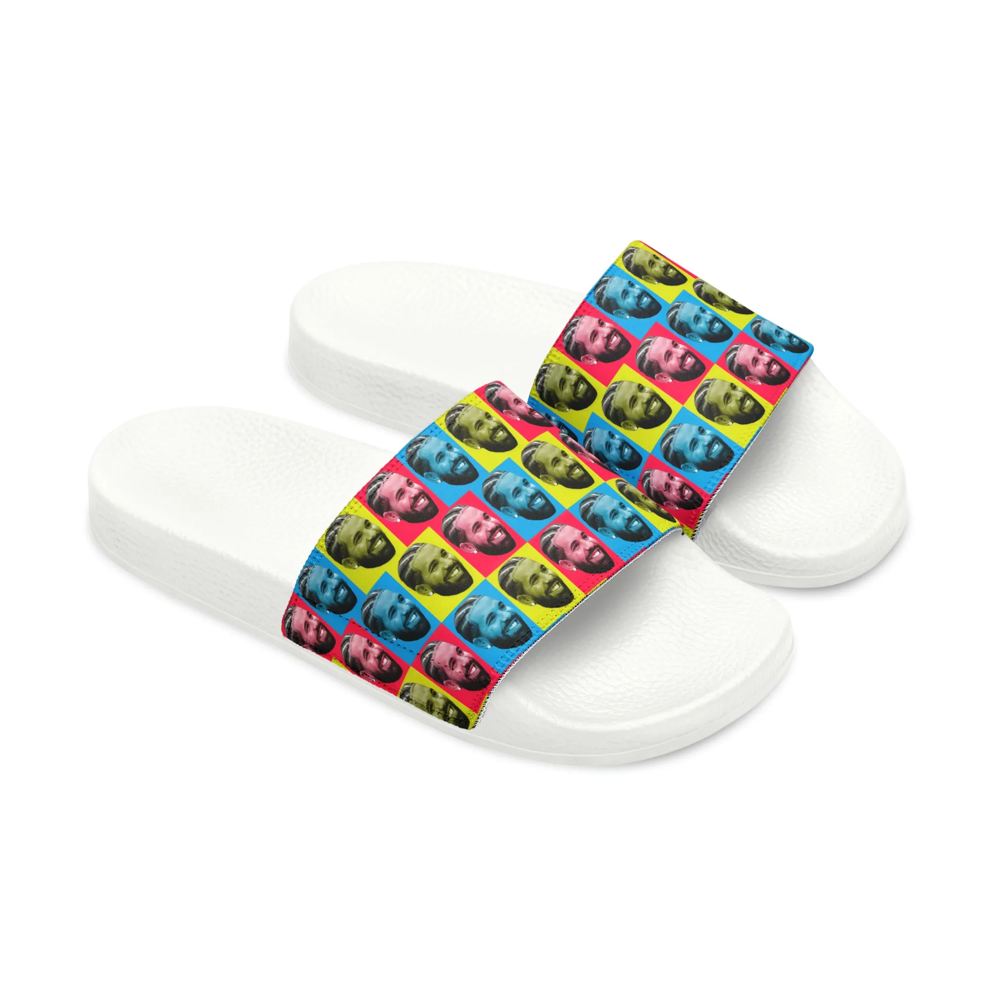 Drake Colored Checker Faces Women's Slide Sandals