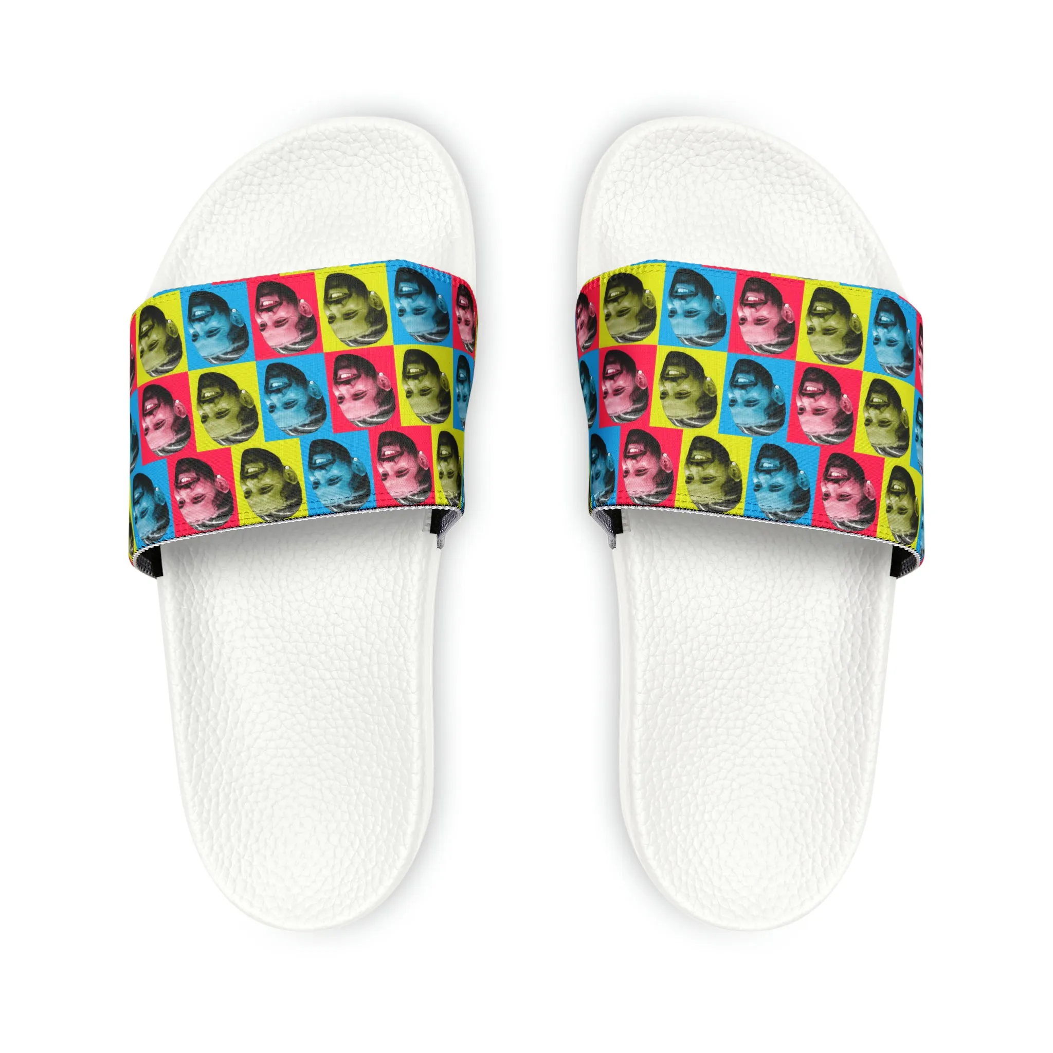 Drake Colored Checker Faces Women's Slide Sandals
