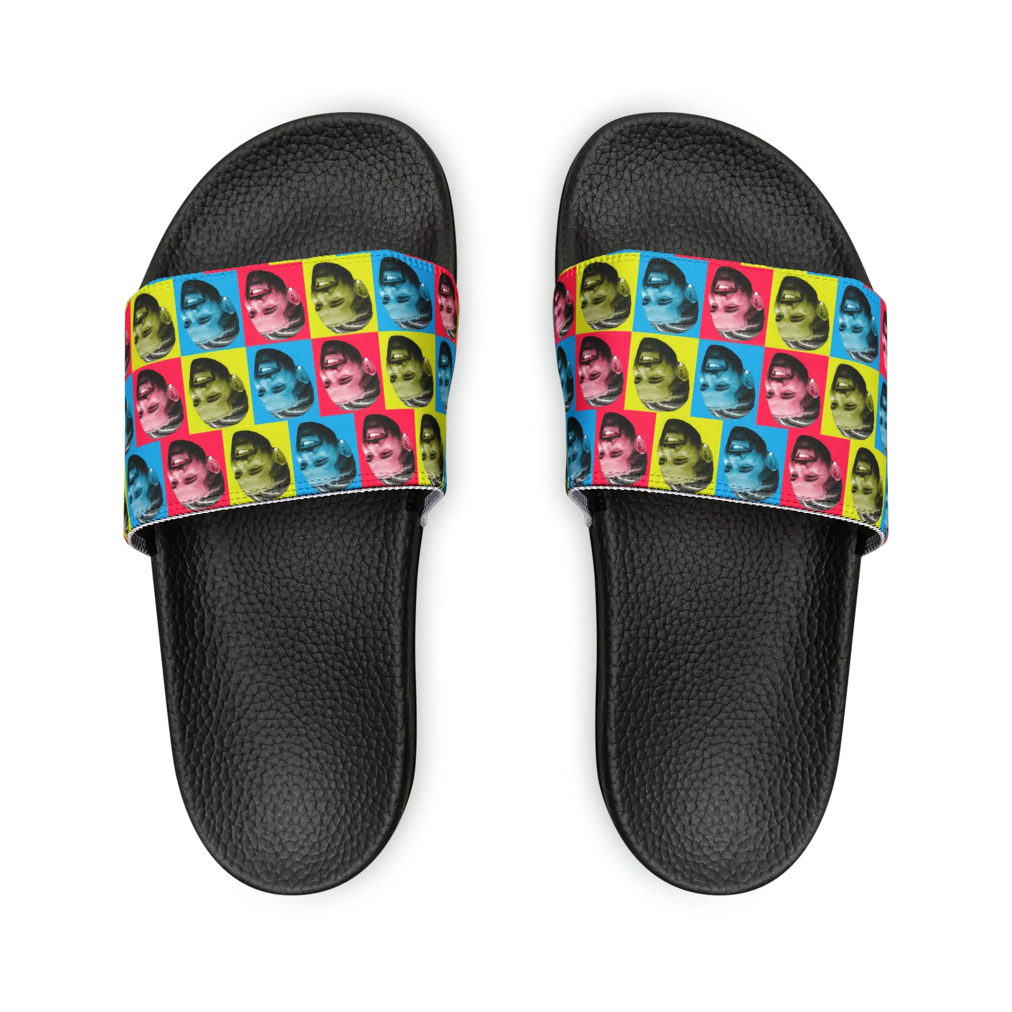 Drake Colored Checker Faces Women's Slide Sandals