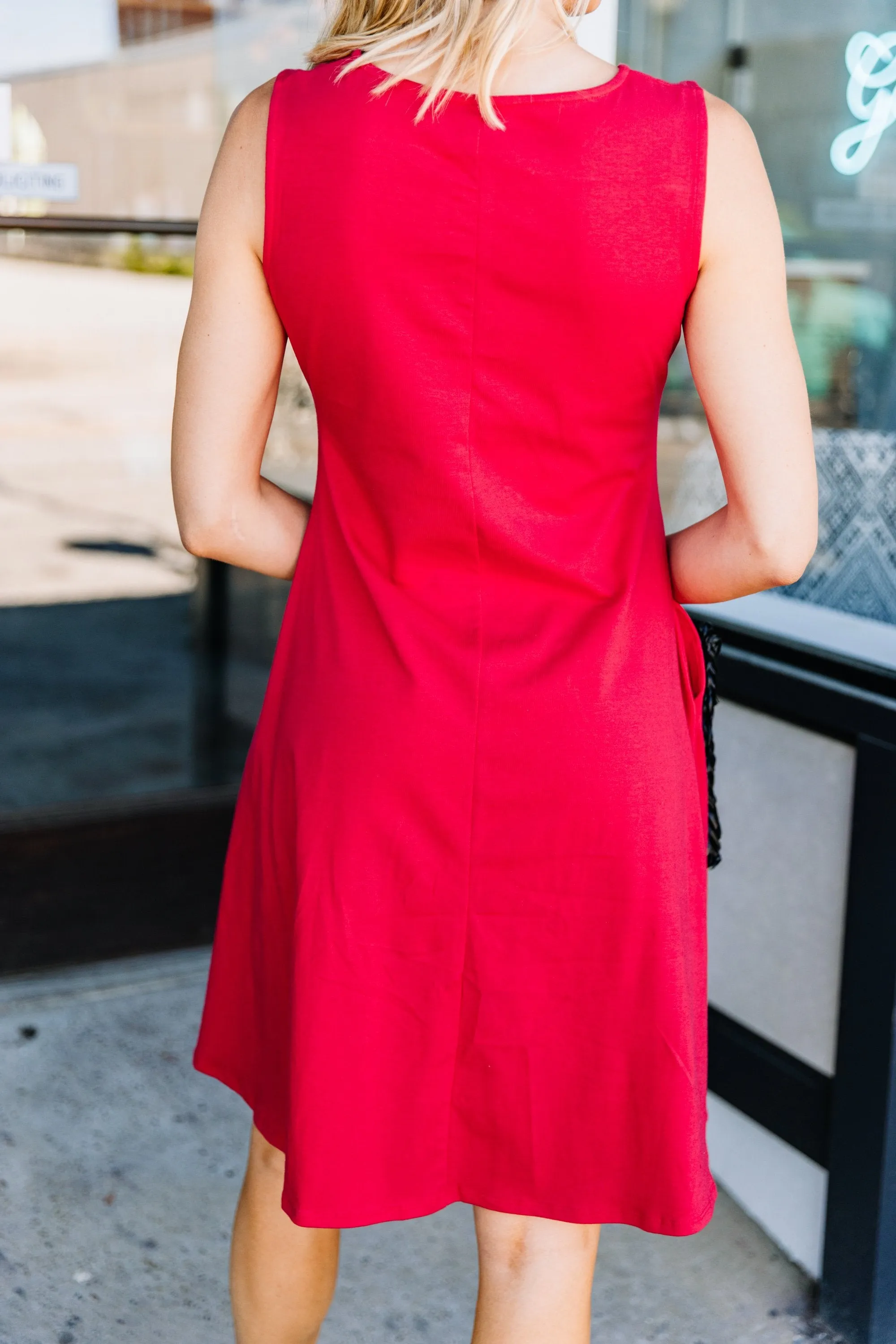 Easy To Find Ruby Red Swing Dress