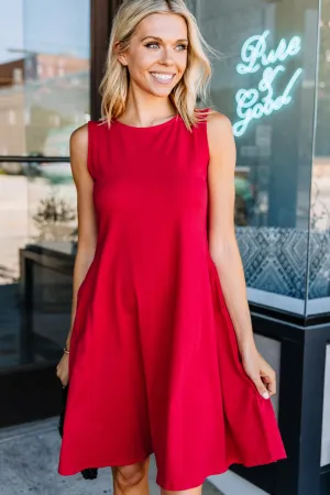 Easy To Find Ruby Red Swing Dress
