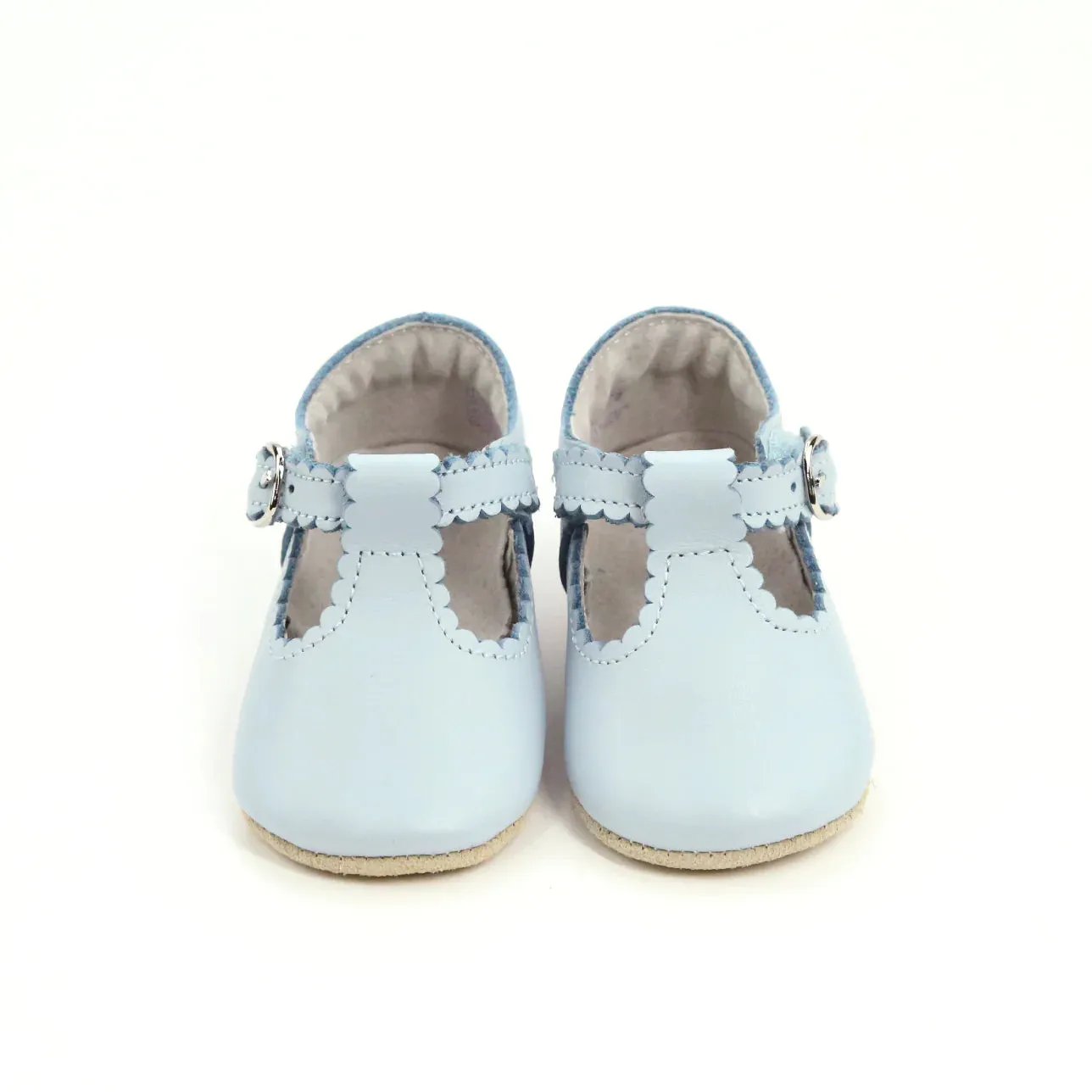 Elodie Scalloped Crib T-Strap - Blue
