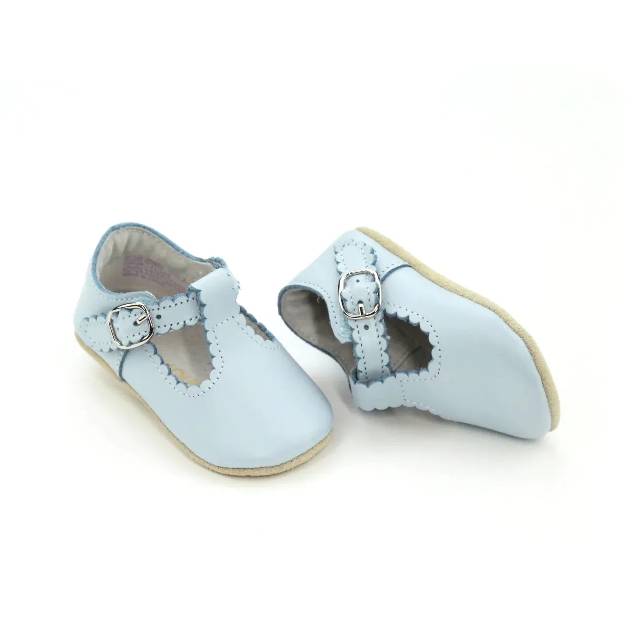 Elodie Scalloped Crib T-Strap - Blue