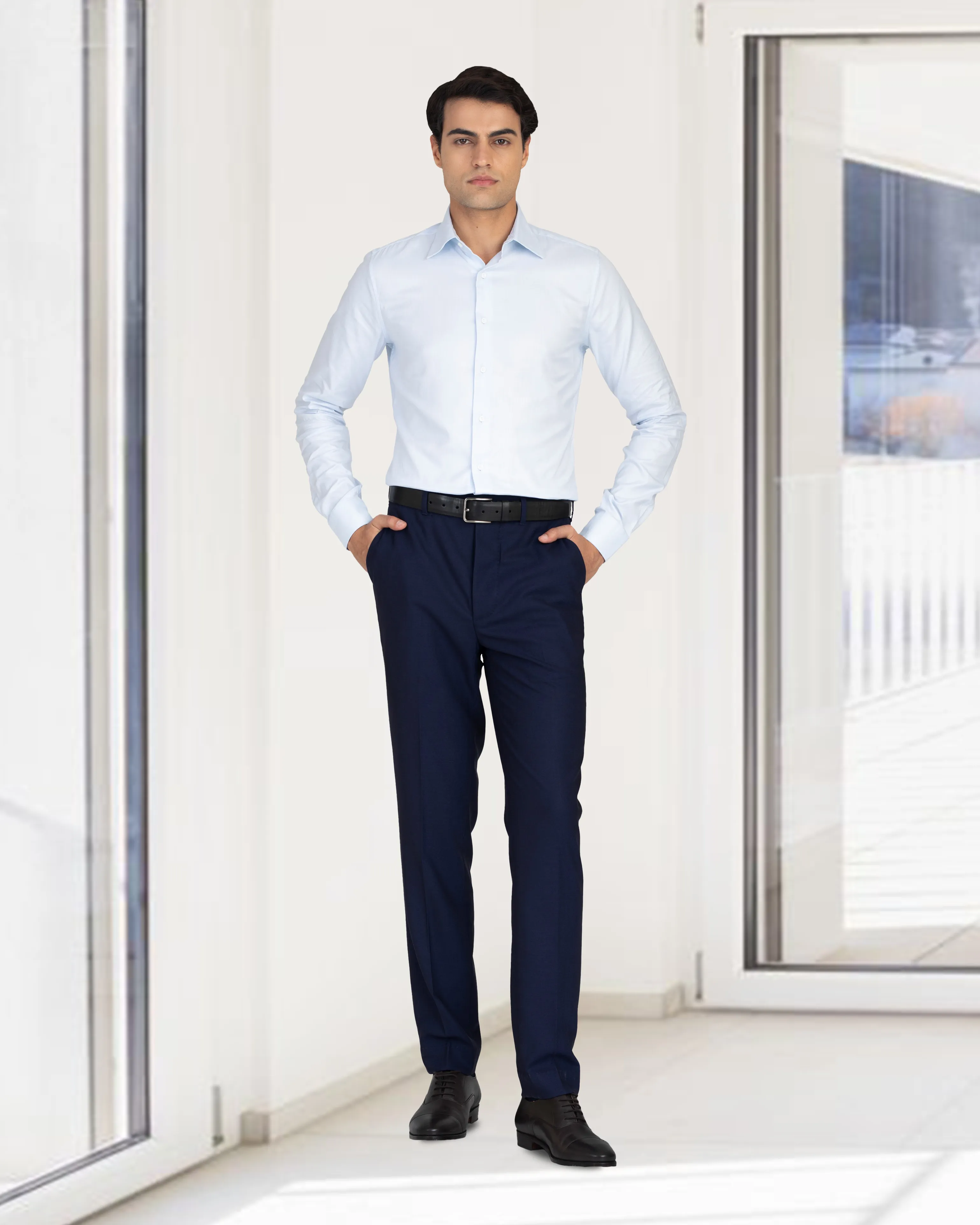 EZS Brembana Business Blue Royal Oxford : 2-Ply Giza