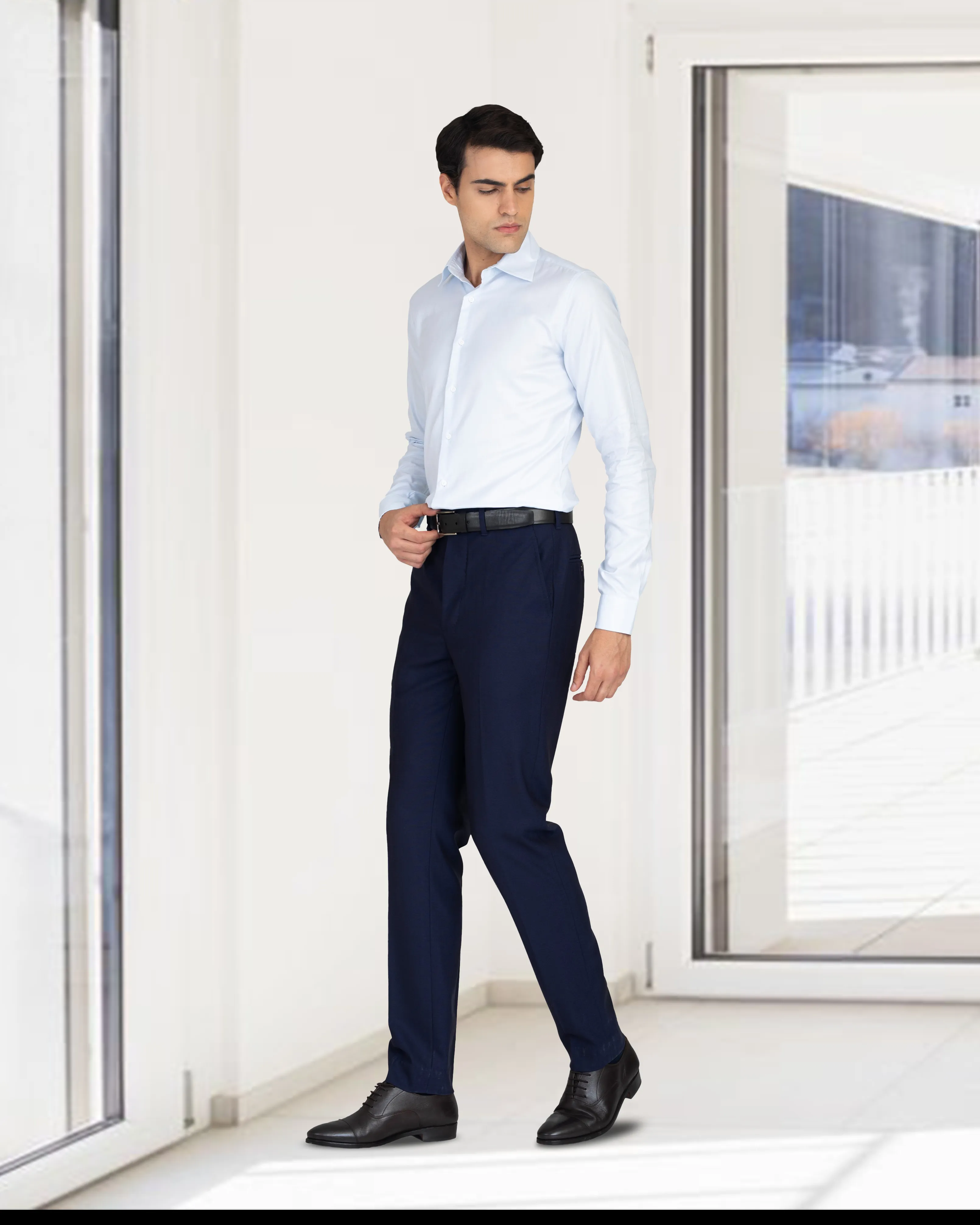 EZS Brembana Business Blue Royal Oxford : 2-Ply Giza