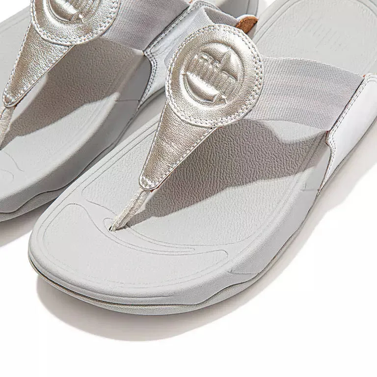 FitFlop Womens Walkstar Webbing Toe-Post Sandals Silver