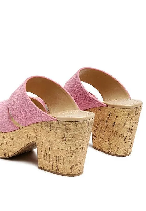 GERD BLOCK HEELED SUEDE SLIP-ON SANDAL