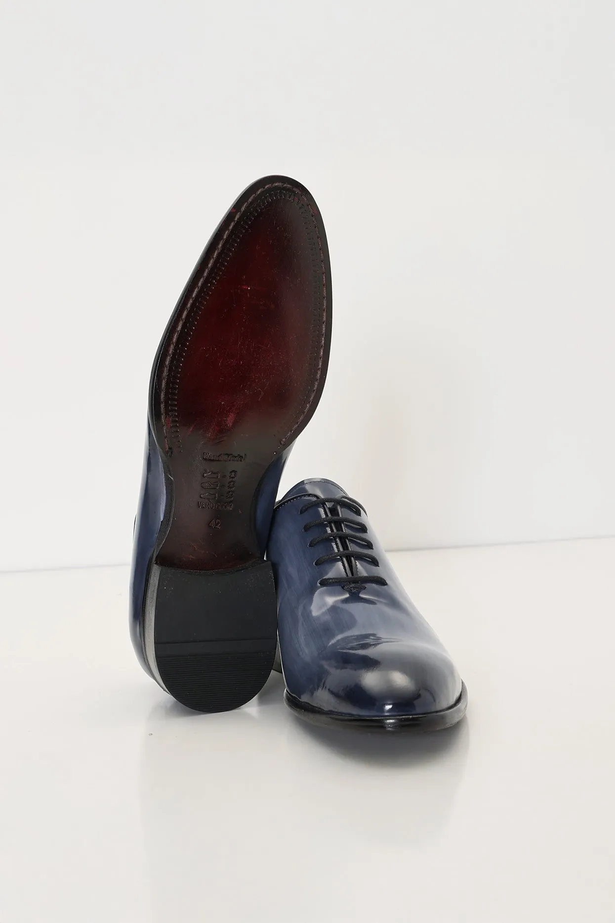 Hand Paint Patina Patent Leather Oxfords - Grey