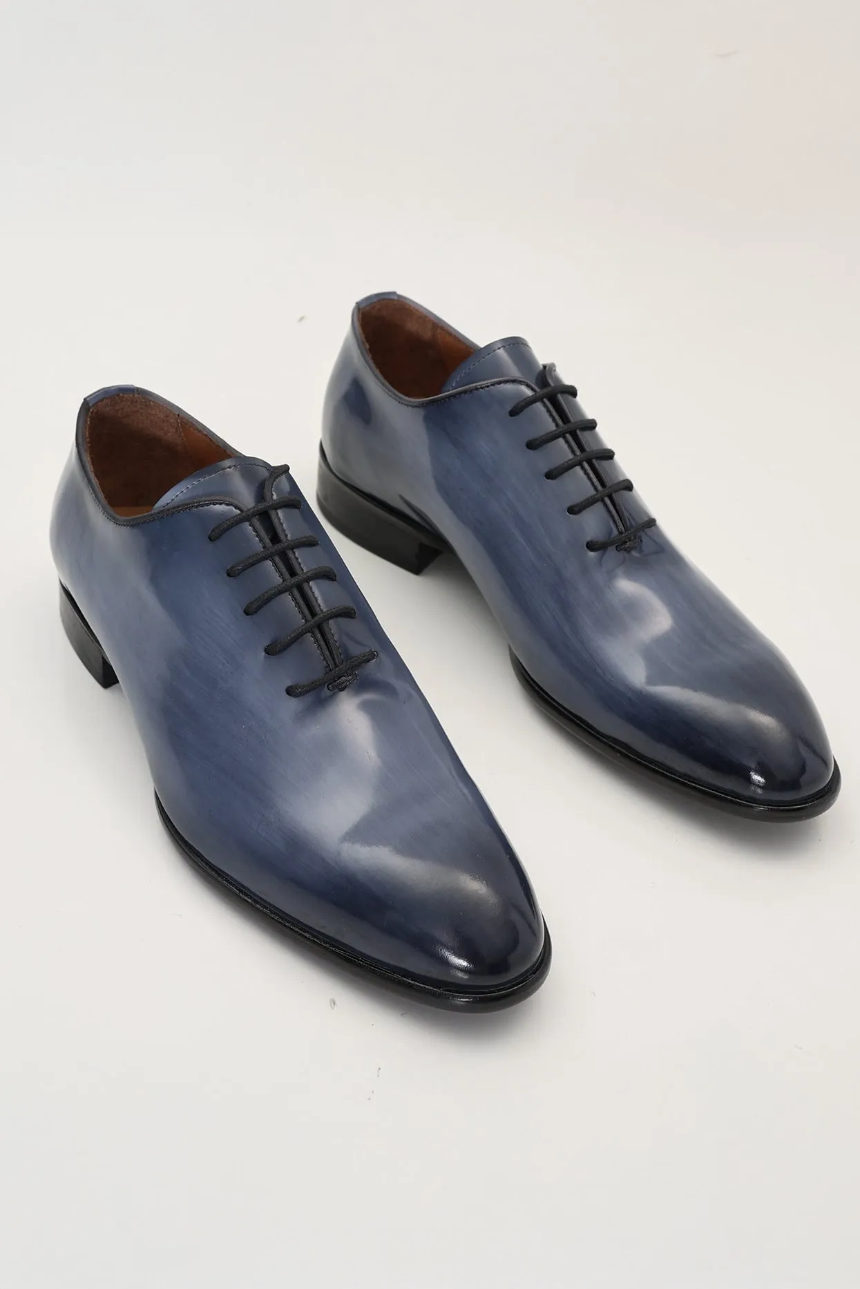 Hand Paint Patina Patent Leather Oxfords - Grey