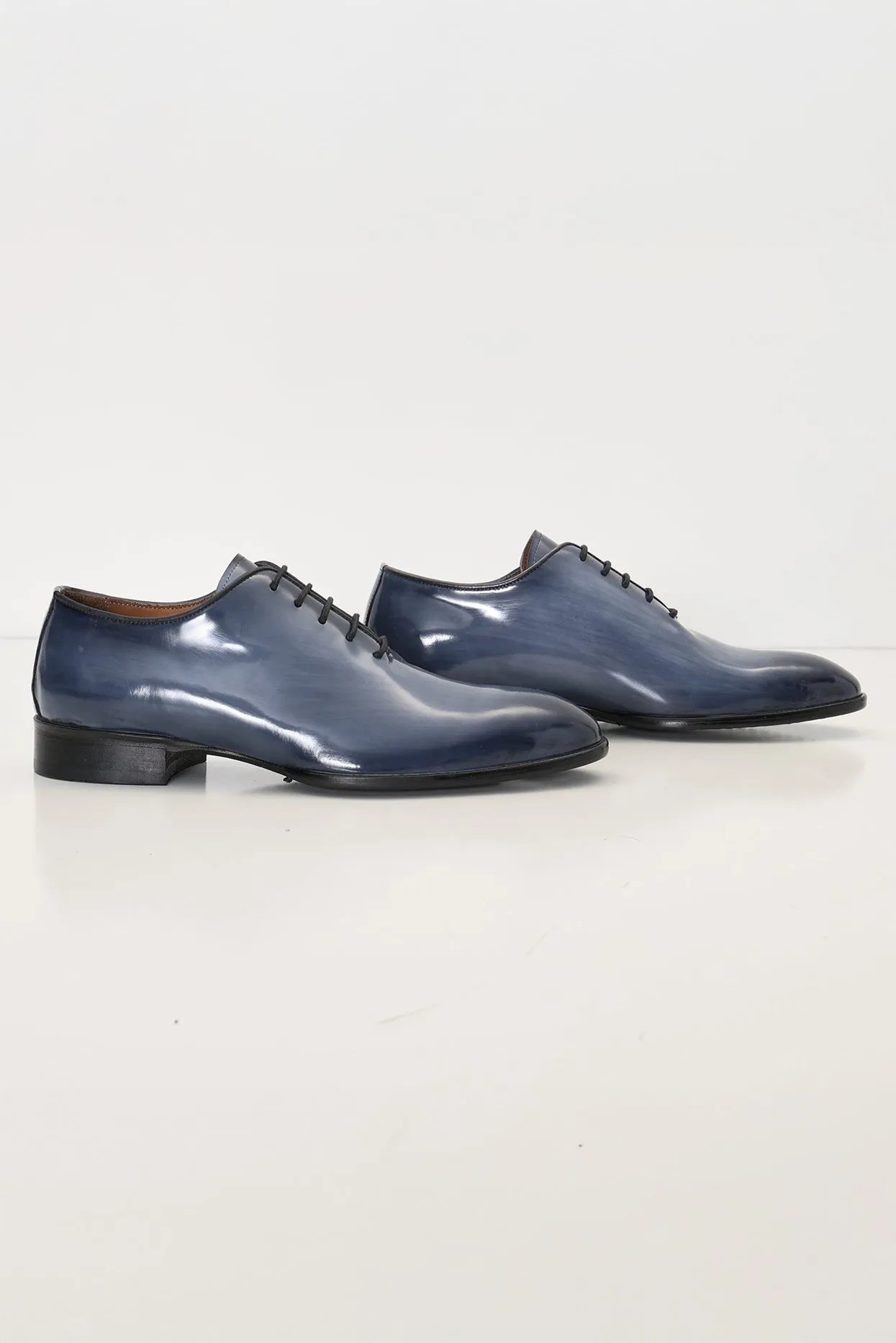 Hand Paint Patina Patent Leather Oxfords - Grey